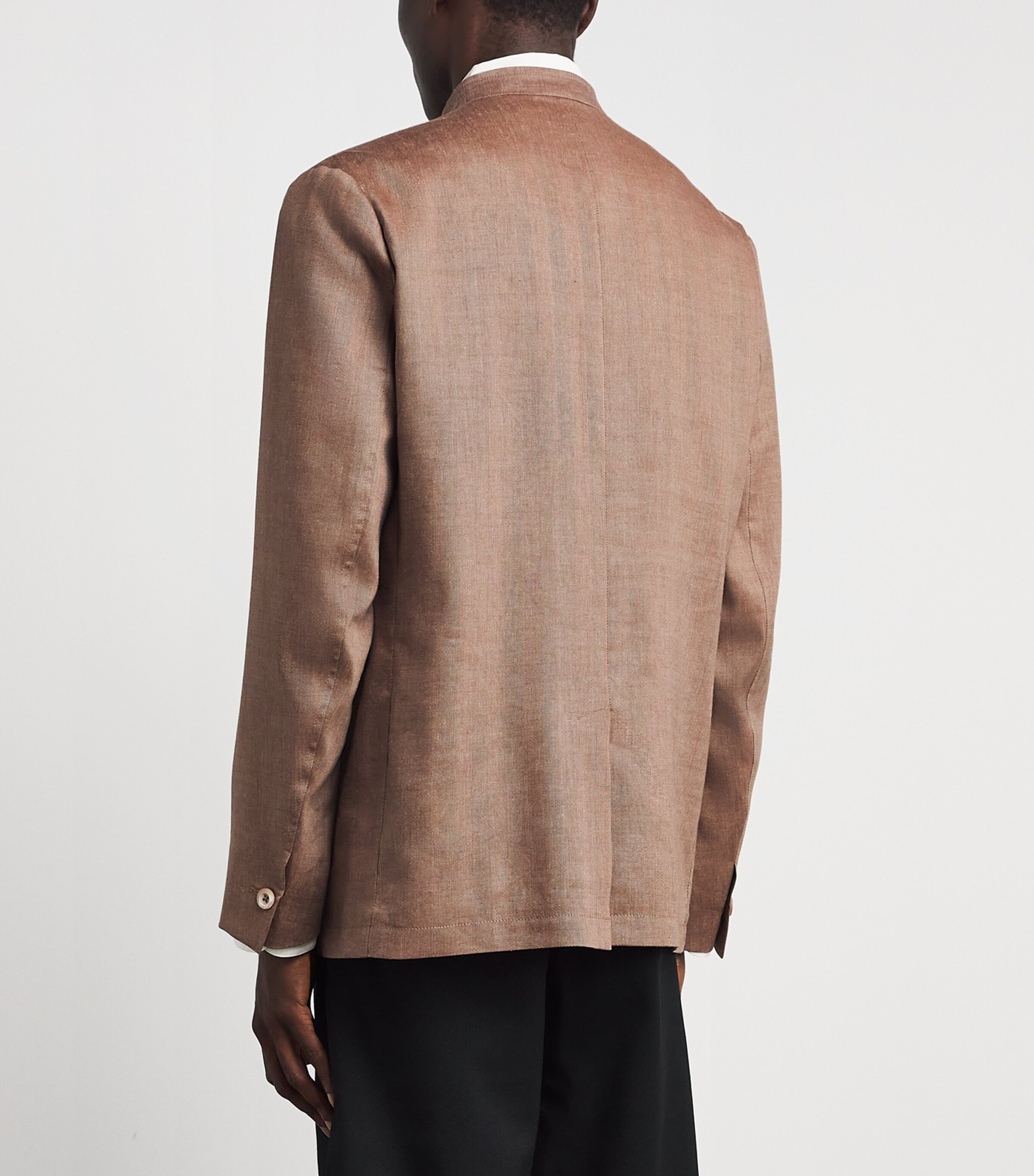 Paul Smith Mens Wool-Linen Stand-Collar Blazer Beige Image 5