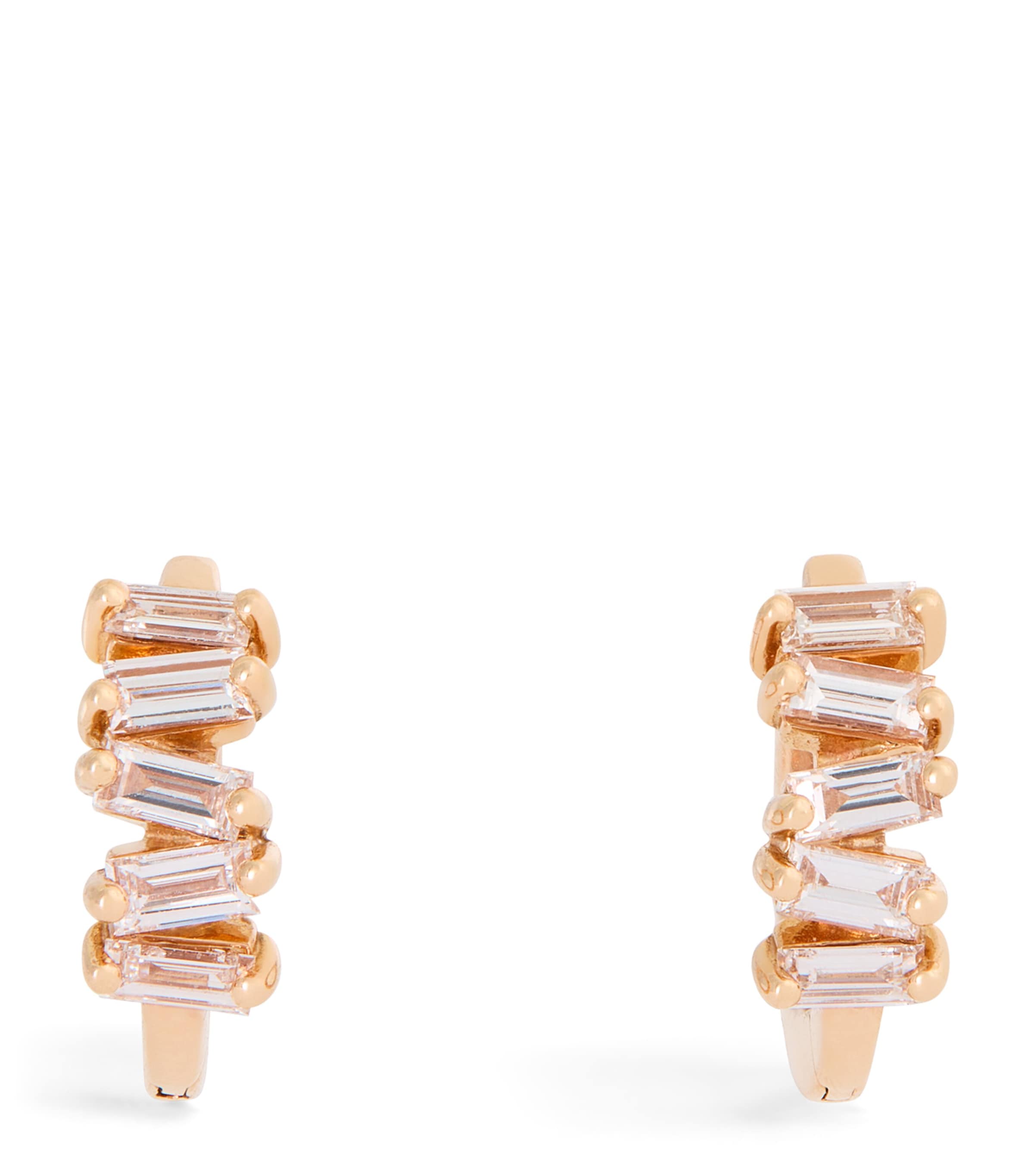 Rose Gold and Diamond Fireworks Huggie Earrings 18K RG/WD Image 3