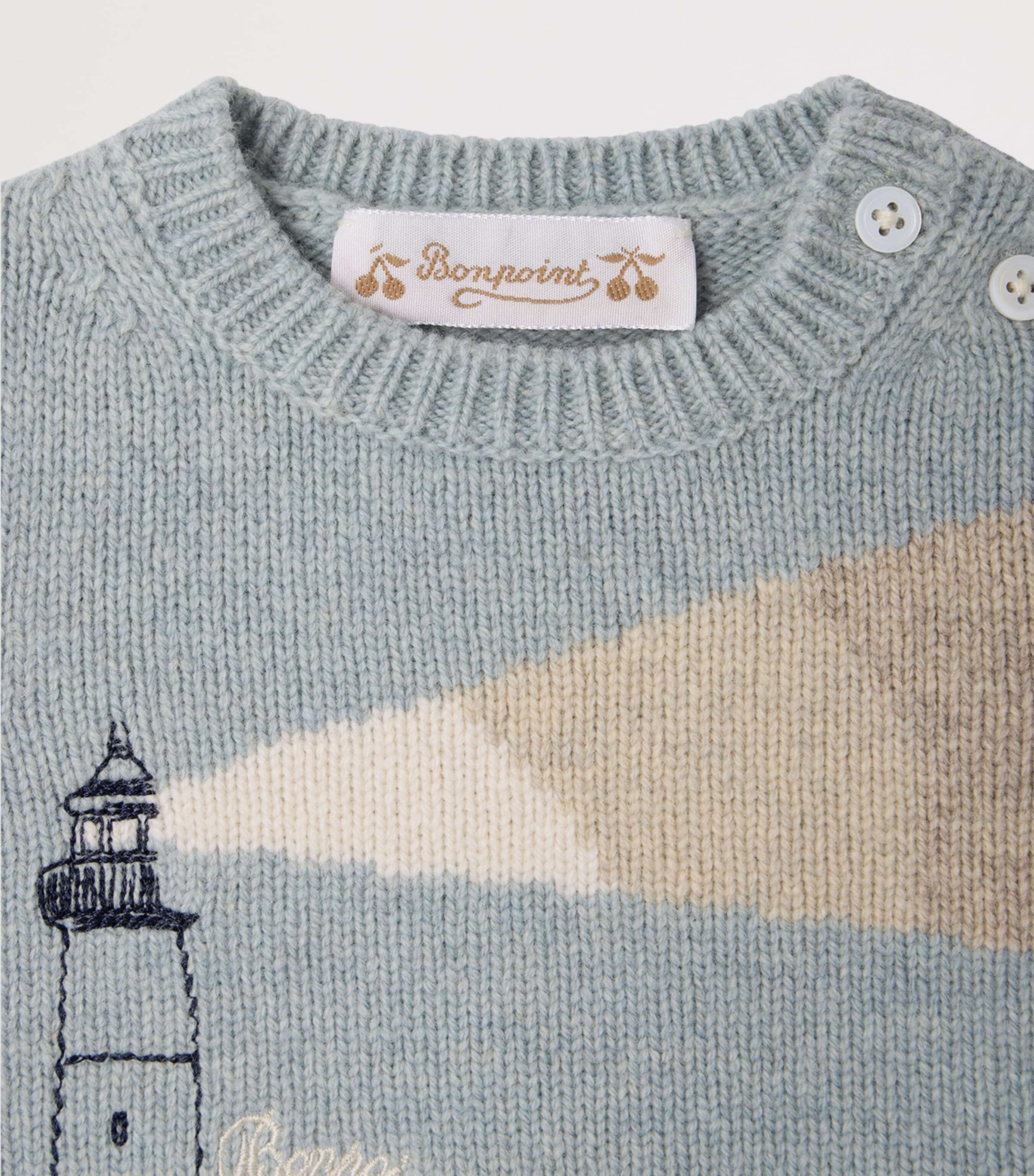 Bonpoint Wool Embroidered Sweater and Leggings Set (3-18 Months) Multico Bl Gris Image 3