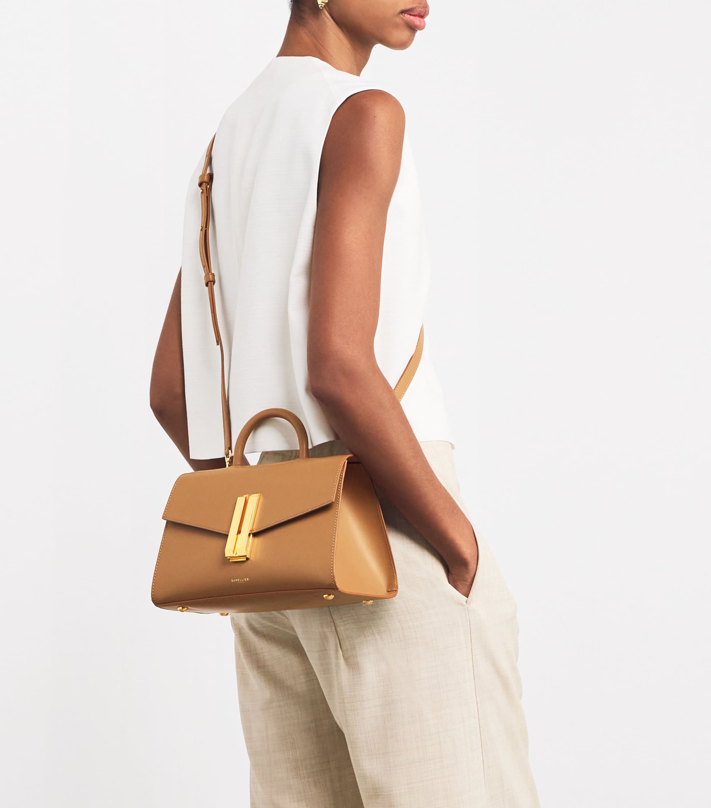 Demellier Brown Midi Leather Montreal Top-Handle Bag | Harrods US