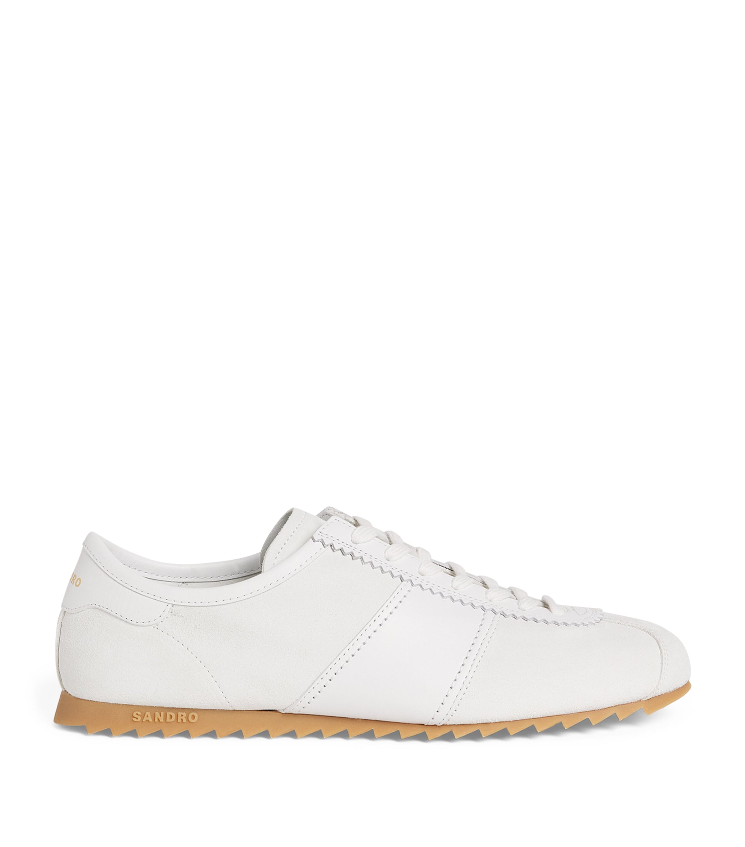 Sandro Paris Leather and Suede Low-Top Sneakers White Image 1