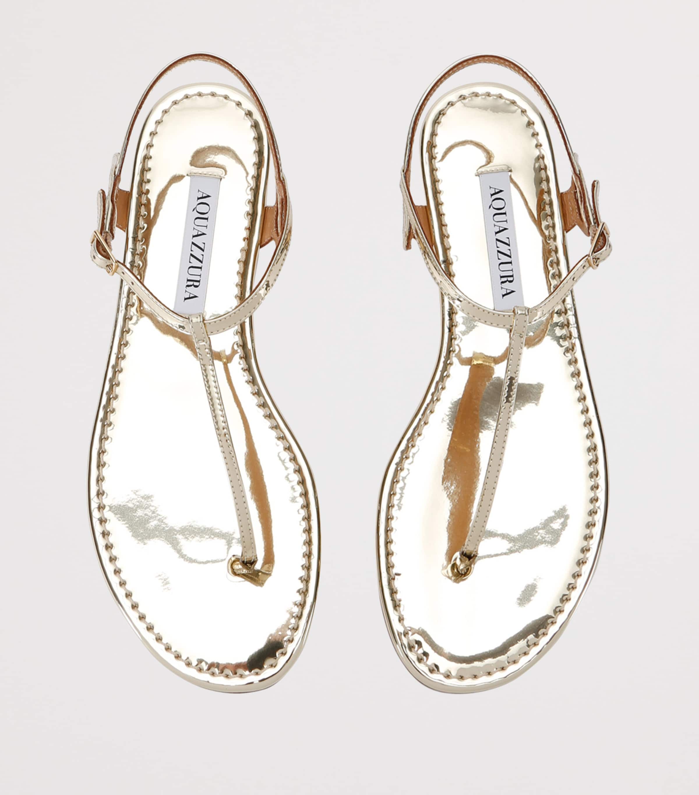 Aquazzura Metallic Leather Almost Bare Sandals Gold Image 4