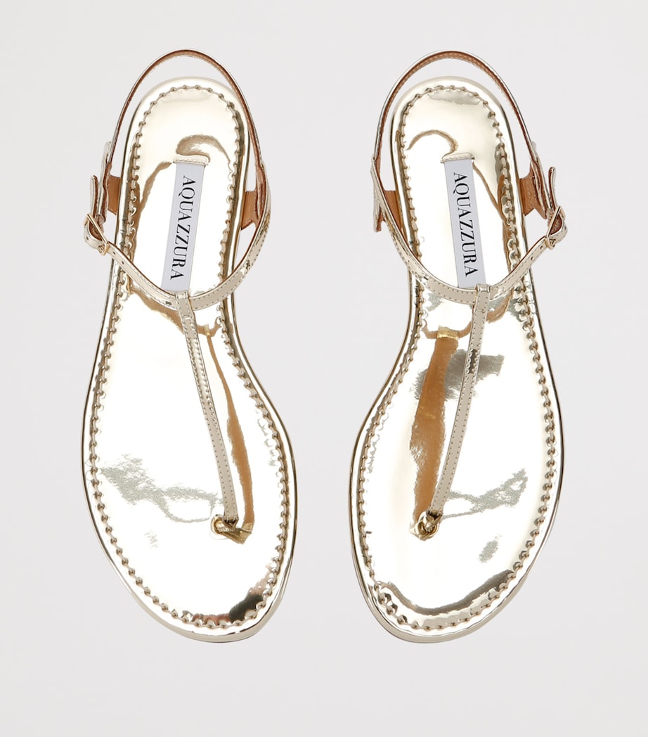 Aquazzura Metallic Leather Almost Bare Sandals Gold Image 4