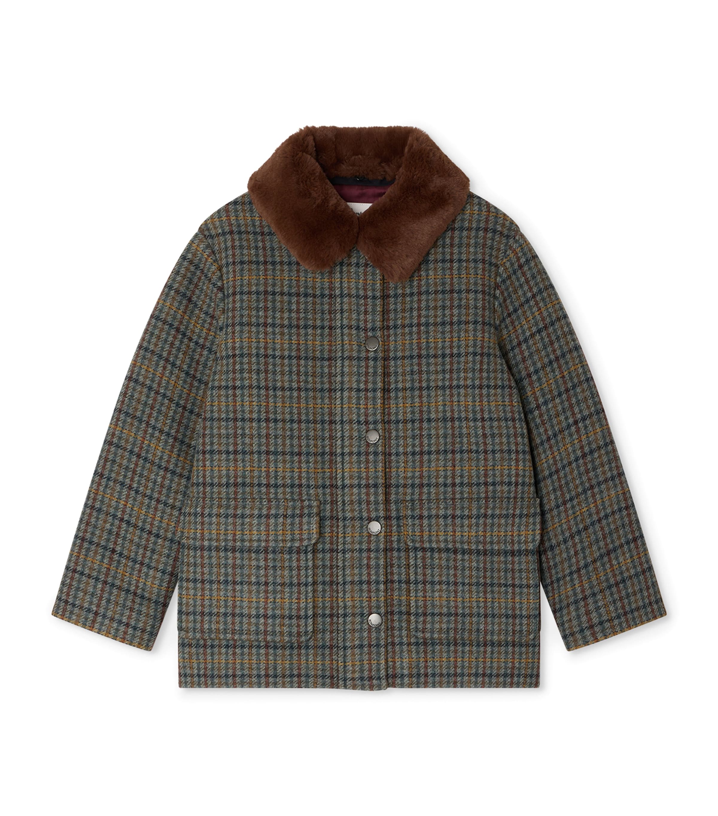 Cotton Check Coat (4-8 Years) CA BLEU NUIT Image 1