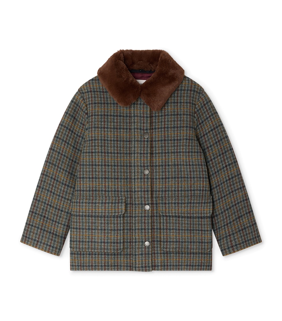Cotton Check Coat (4-8 Years) CA BLEU NUIT Image 1