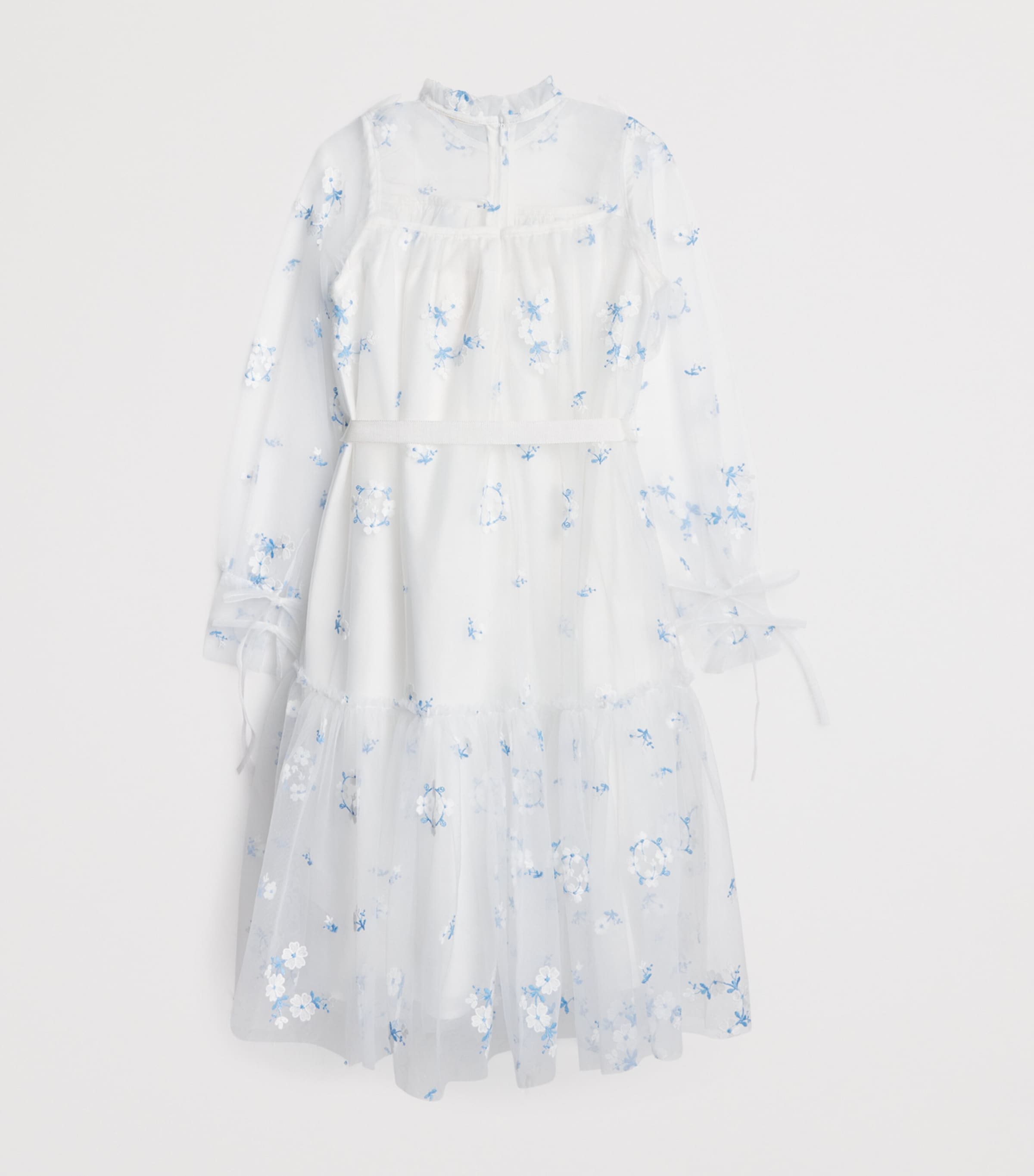 Tulle Embroidered Daisy Dress (4-16 Years) WHITE/ BLUE Image 2