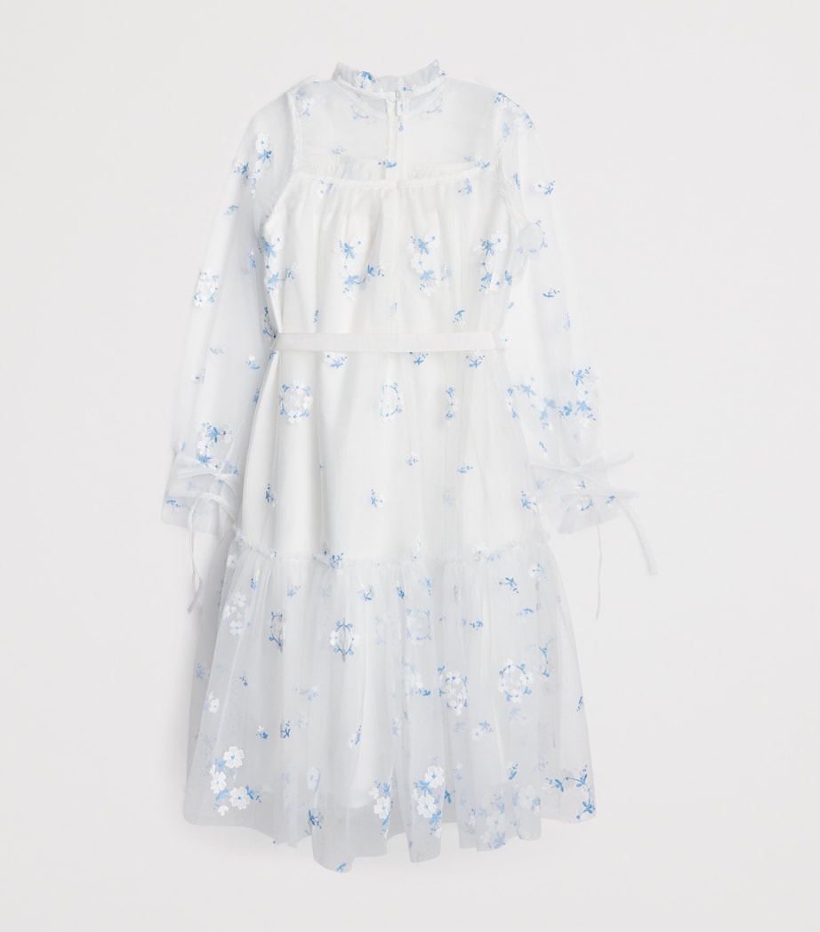 Tulle Embroidered Daisy Dress (4-16 Years) WHITE/ BLUE Image 2