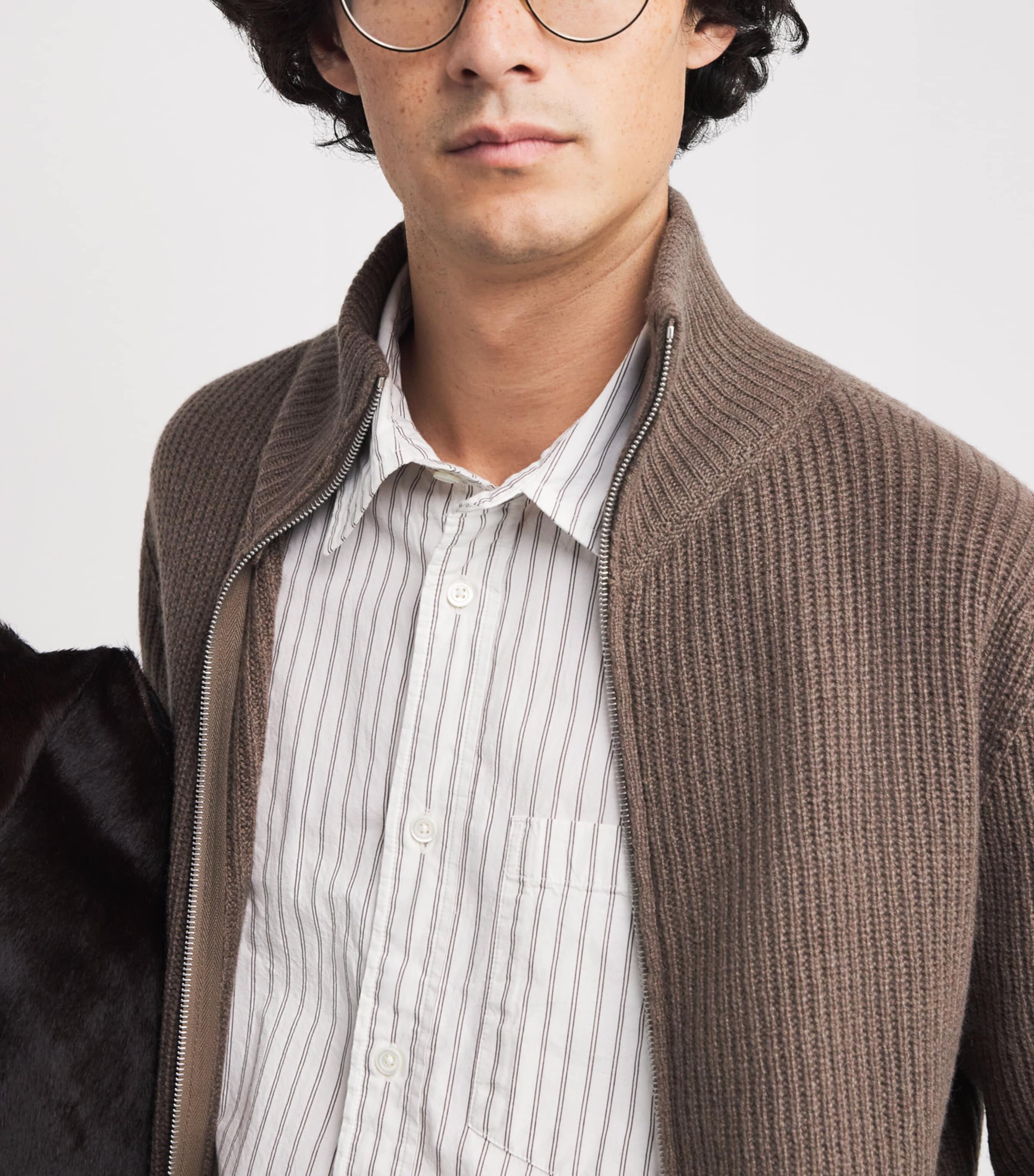 John Smedley Beige Wool-Cashmere Mallam Zip-Up Cardigan | Harrods US