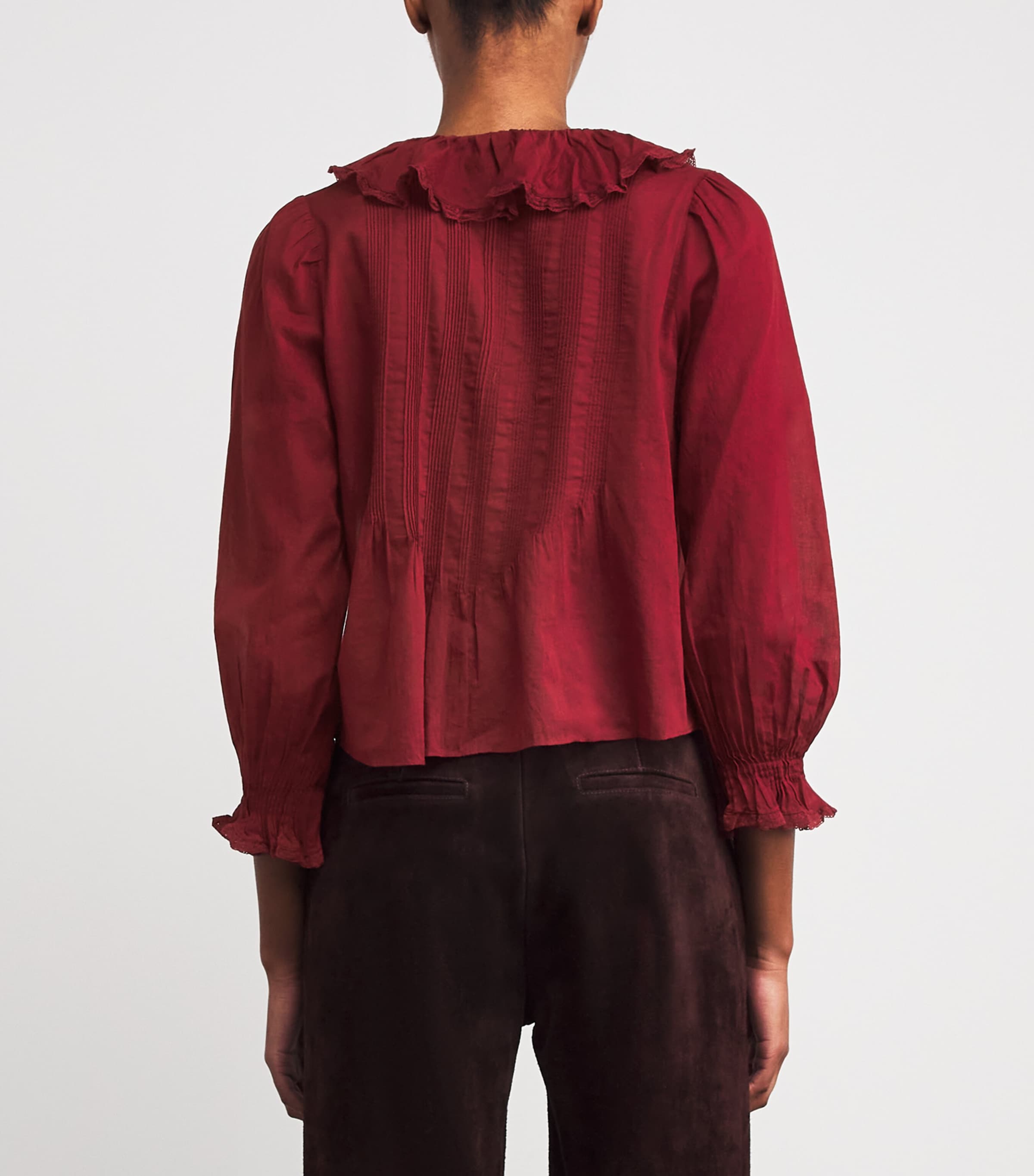 Organic Cotton Ruffled Hardy Blouse DEEP CRIMSON Image 4