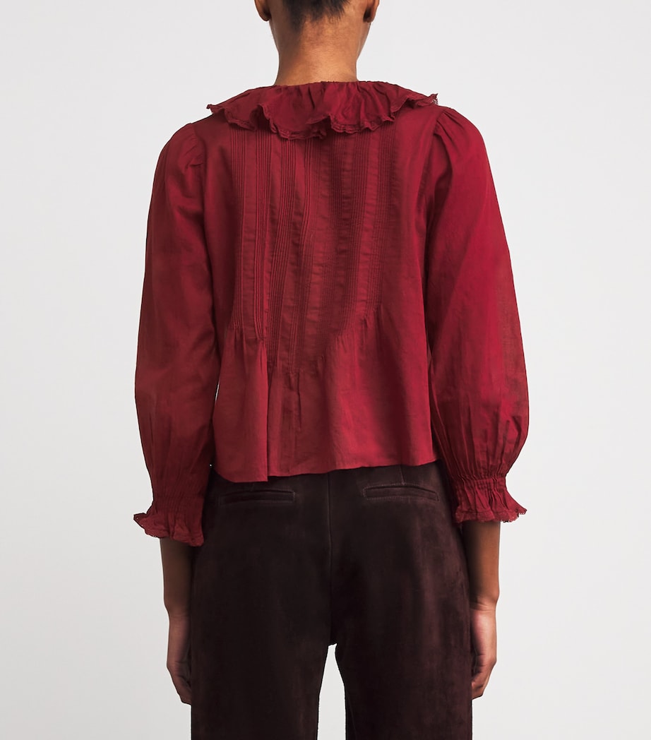 Organic Cotton Ruffled Hardy Blouse DEEP CRIMSON Image 4