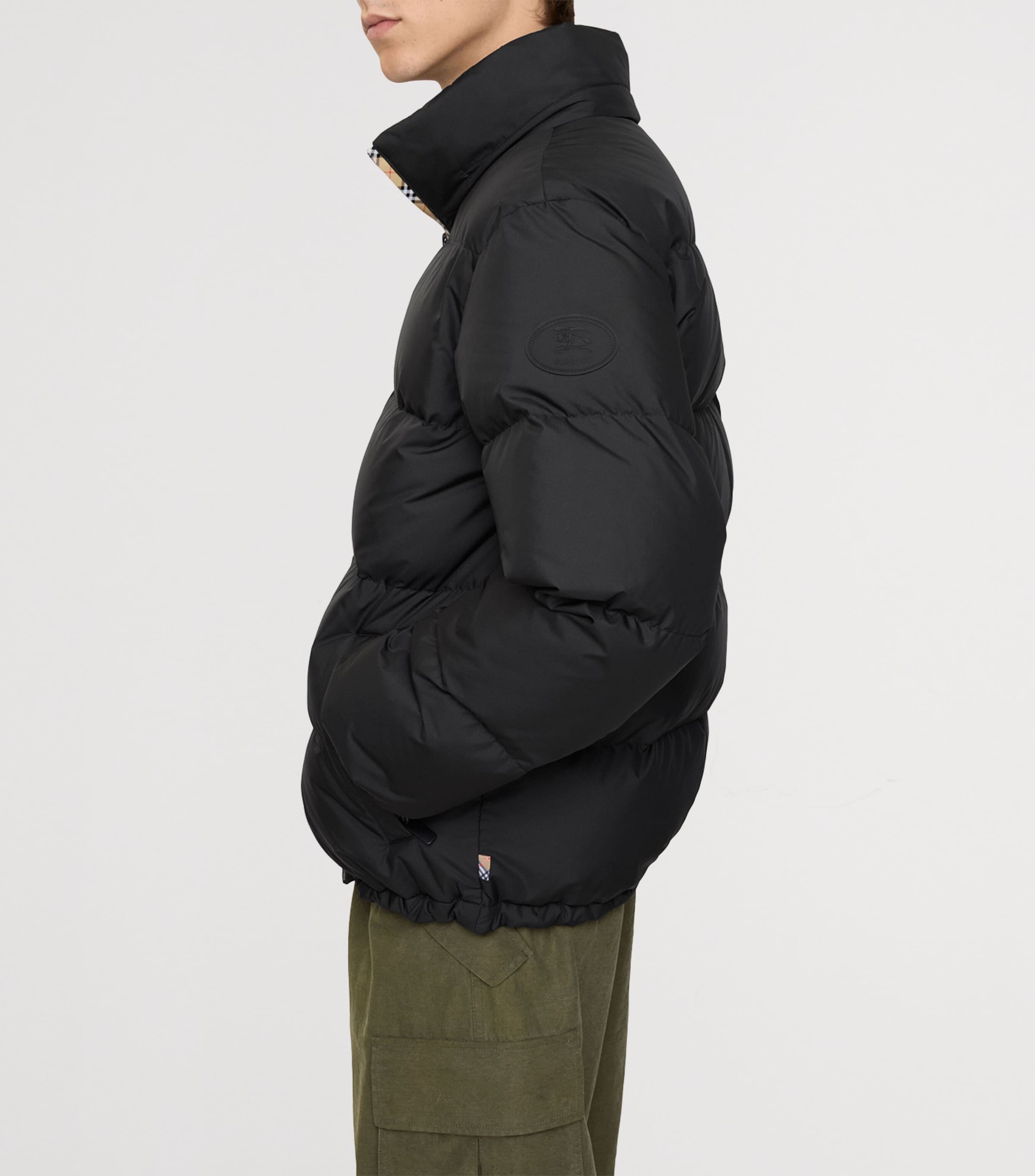 Down Checked-Tape Puffer Jacket BLACK Image 2