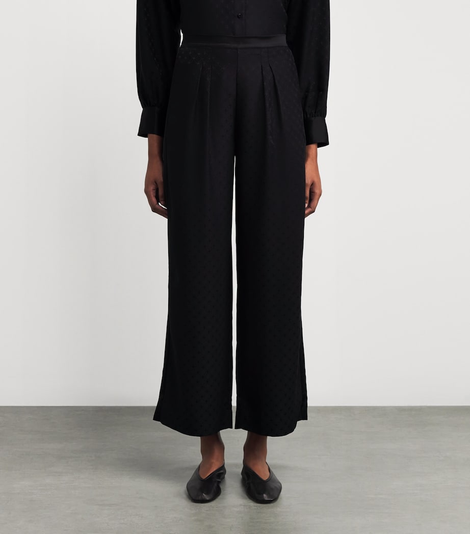 Silk Jacquard Splendeur Wide-Leg Trousers 1001 NOIR Image 3