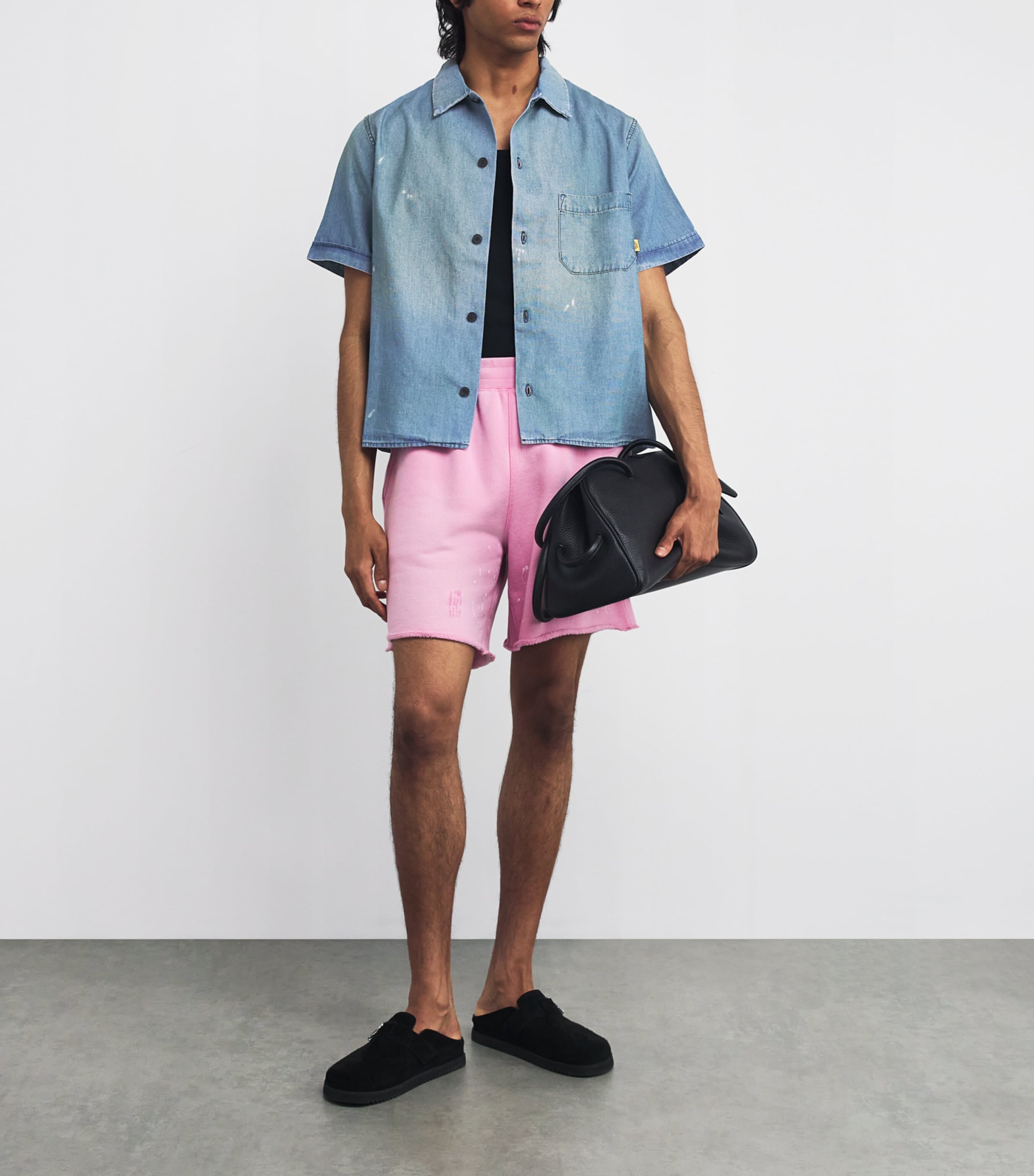 GALLERY DEPT. Mens Denim Distressed Bartz Shirt Indigo Image 2