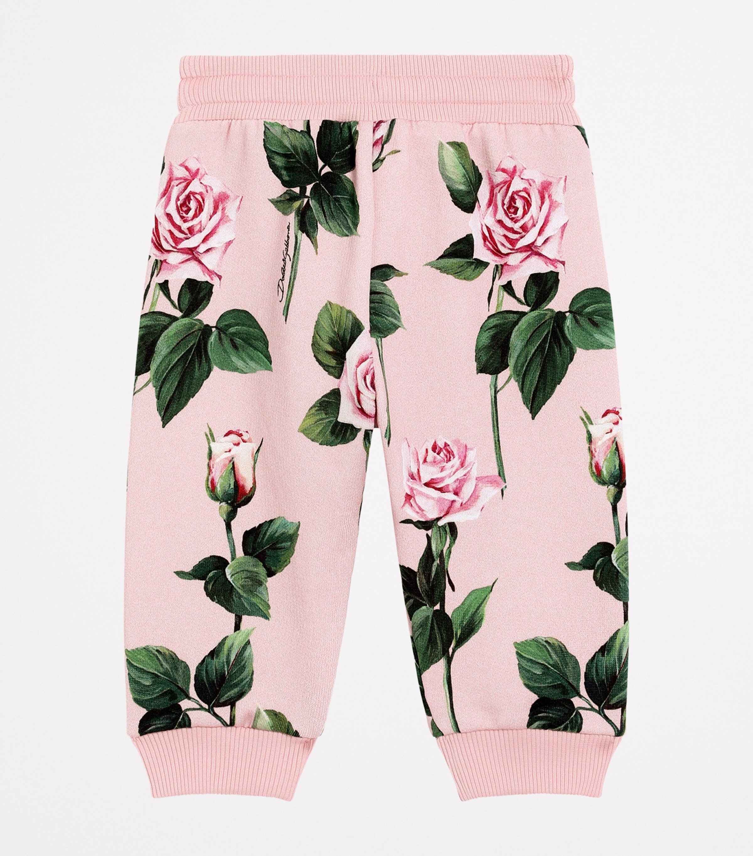 Dolce&Gabbana Kids Cotton Floral Sweatpants (3-30 Months) Rose Image 2
