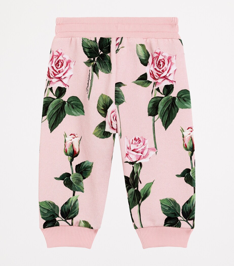 Dolce&Gabbana Kids Cotton Floral Sweatpants (3-30 Months) Rose Image 2
