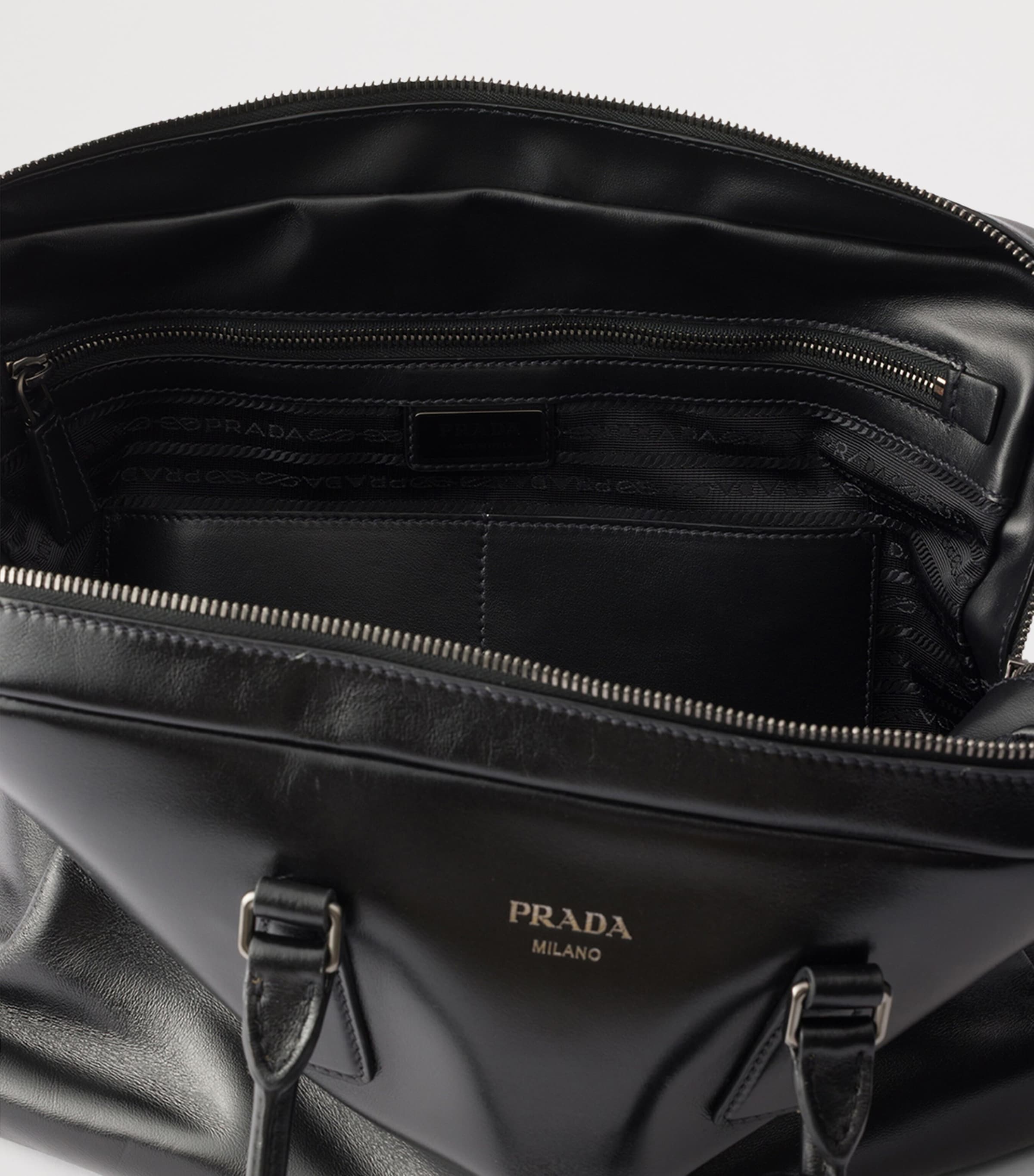 Prada Leather Logo Briefcase Black Image 5