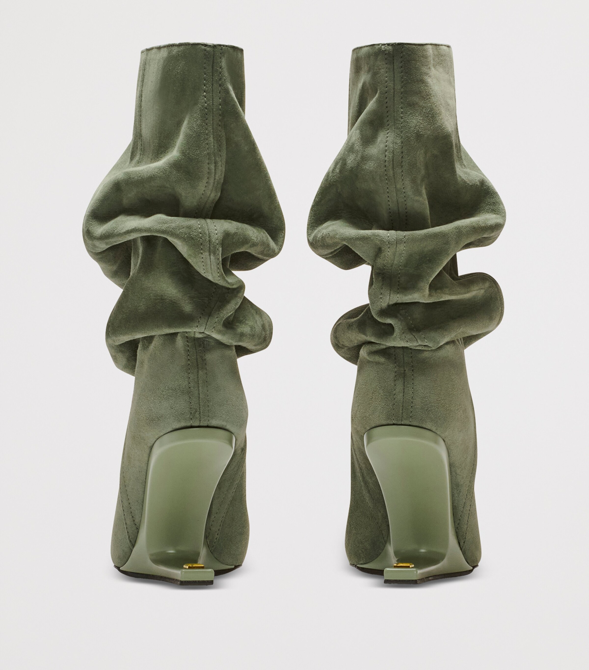 Balmain Suede No Wedge Ankle Boots 95 Faded Green Image 2