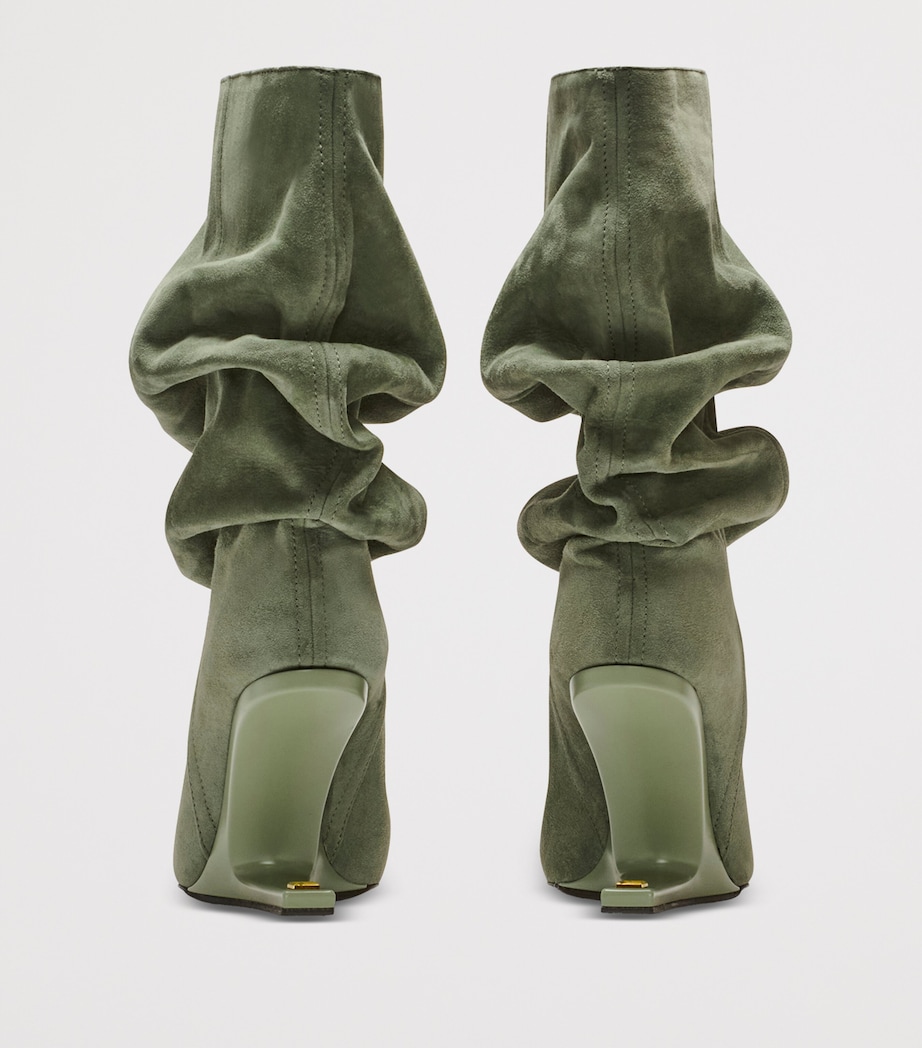 Balmain Suede No Wedge Ankle Boots 95 Faded Green Image 2