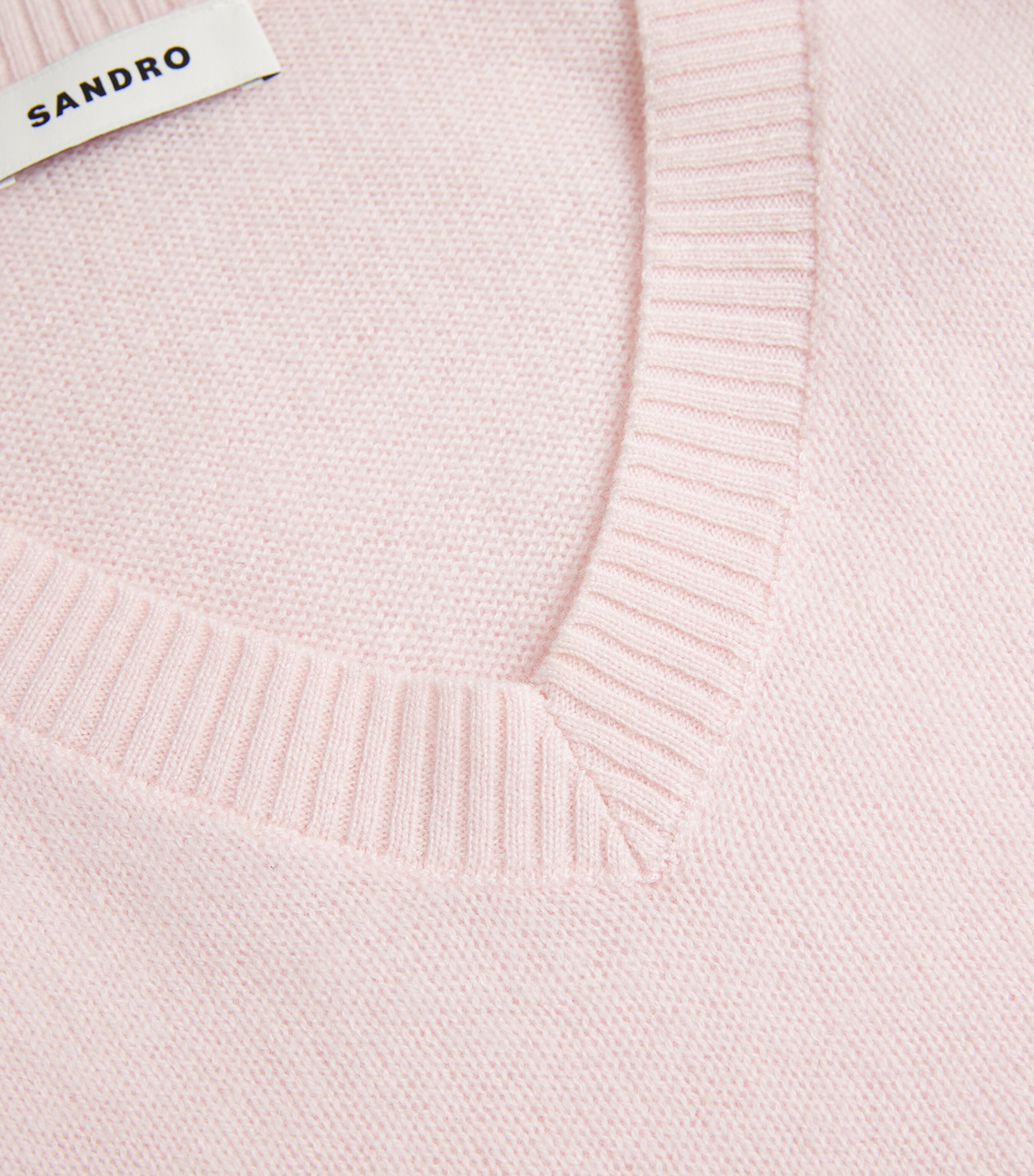Sandro Paris Womens Wool-Cashmere V-Neck Sweater Light Pink Image 5