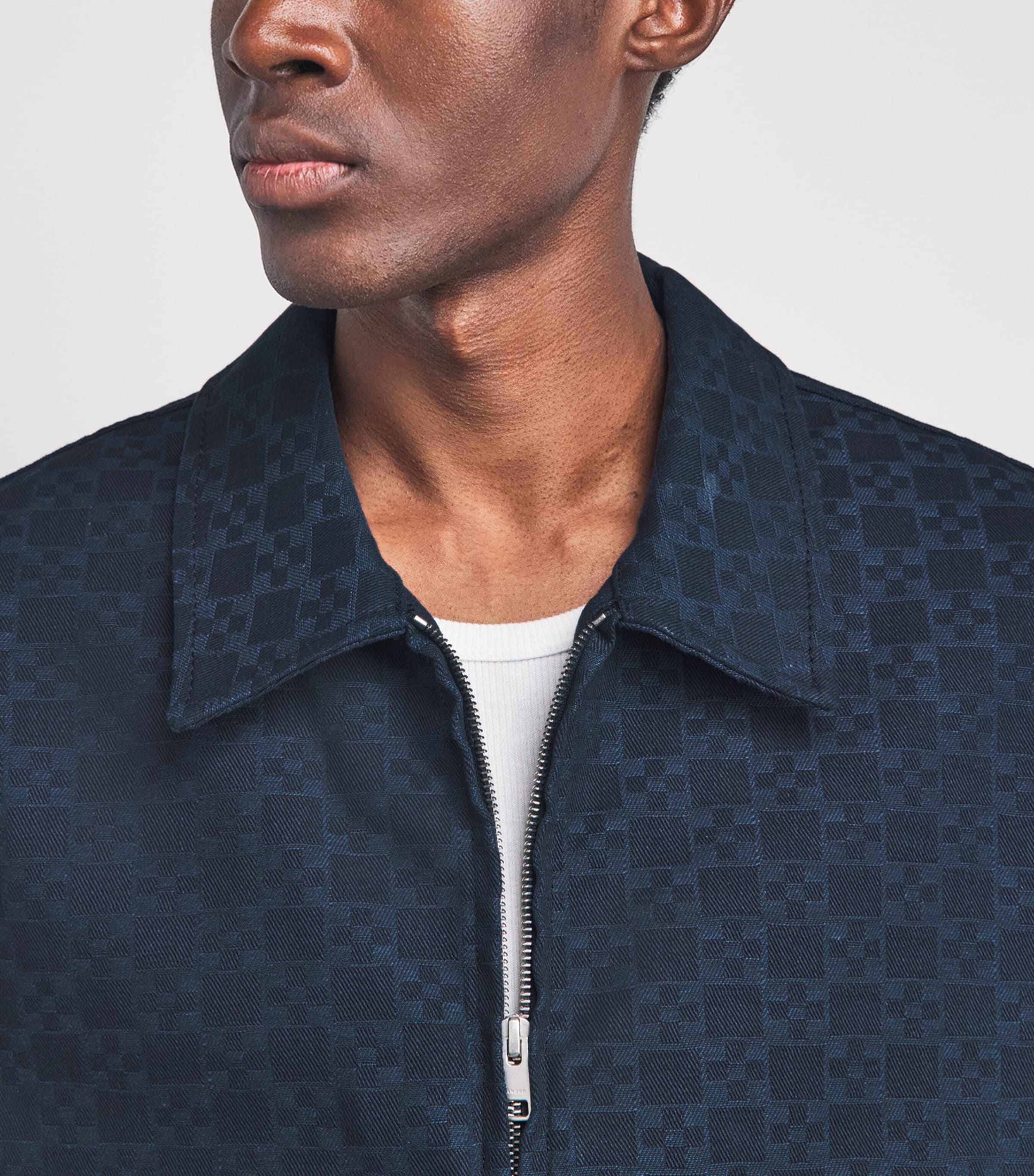 Sandro Paris Mens Jacquard Denim Jacket Navy Blue Image 3