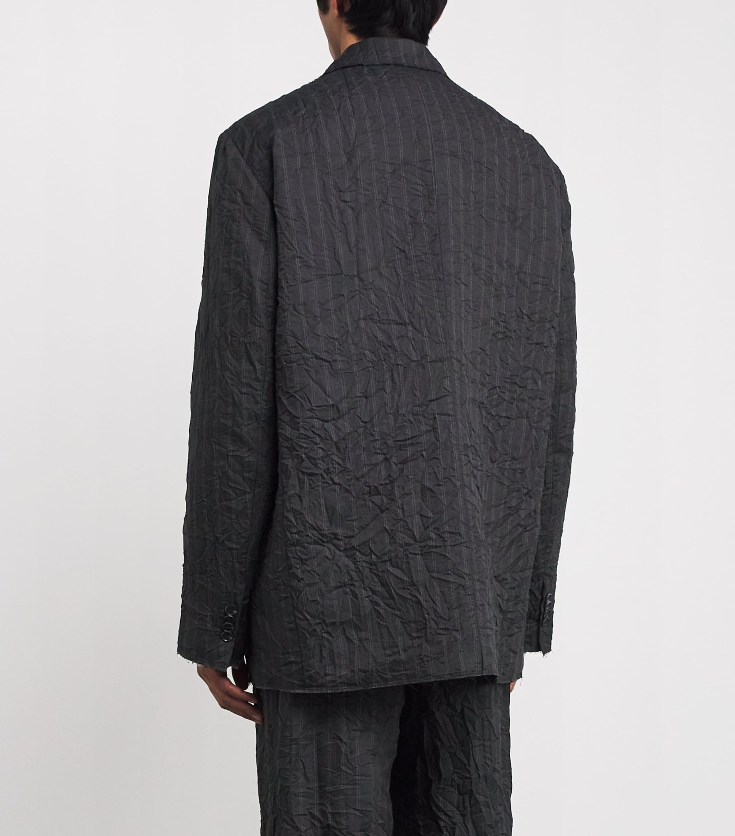 Crinkled Pinstripe Suit CHARCOAL STRIPE Image 4