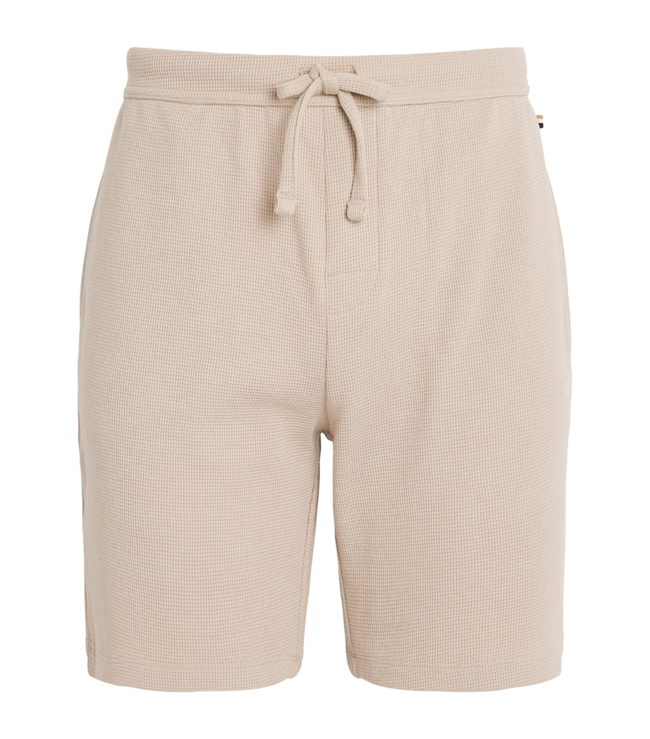BOSS Mens Cotton-Blend Waffle-Knit Shorts Light Beige Image 1