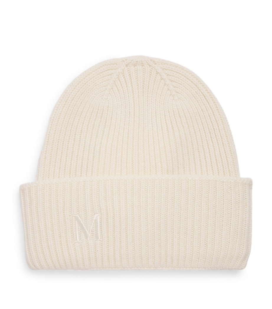 Cashmere Embroidered Beanie WHITE Image 1