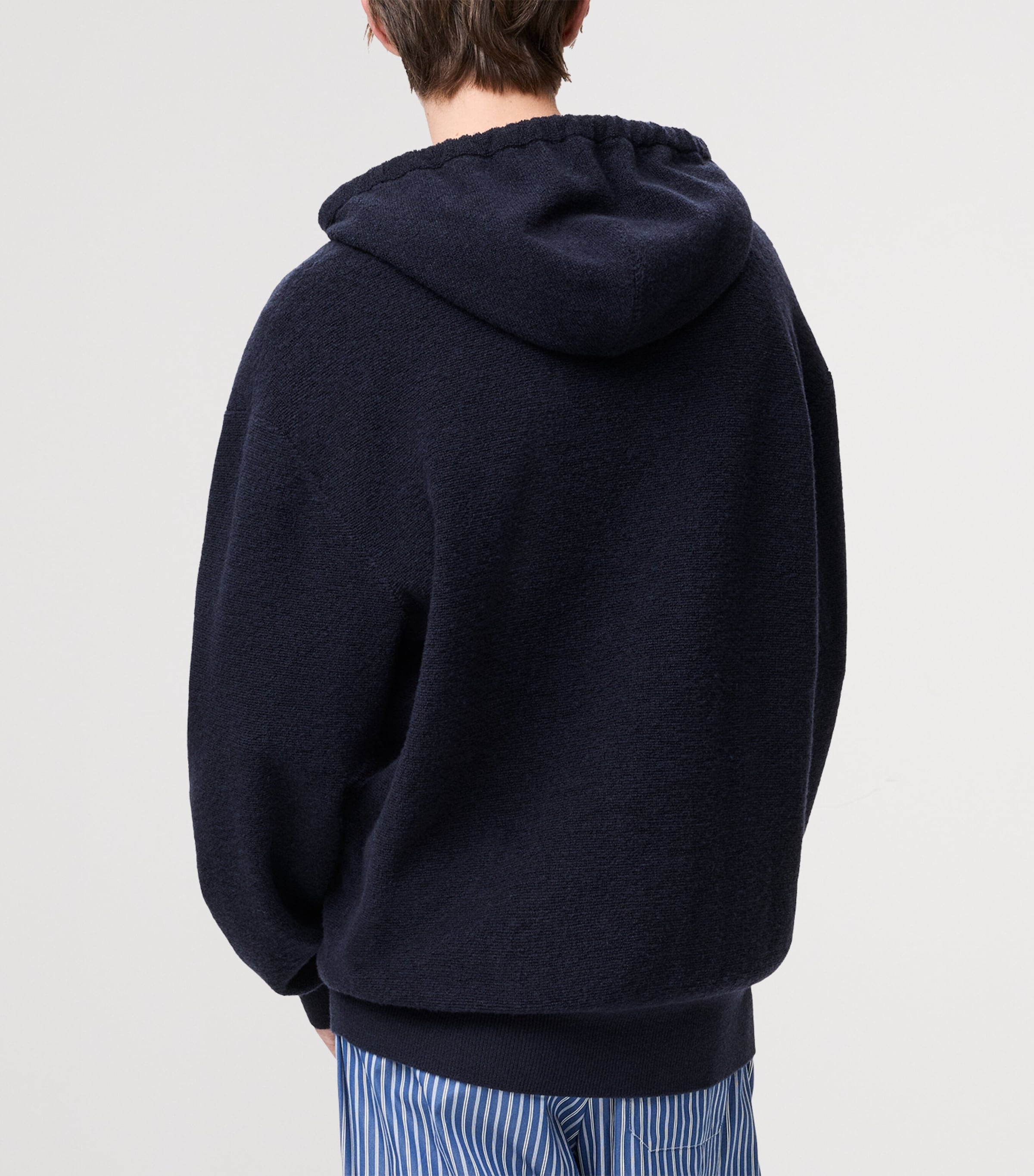 Wool-Blend Terry Anagram Hoodie NAVY BLUE Image 4