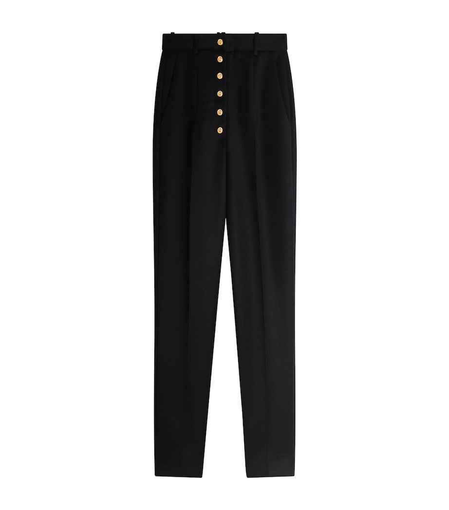 Schiaparelli Womens Virgin Wool Slim Trousers Black Image 1