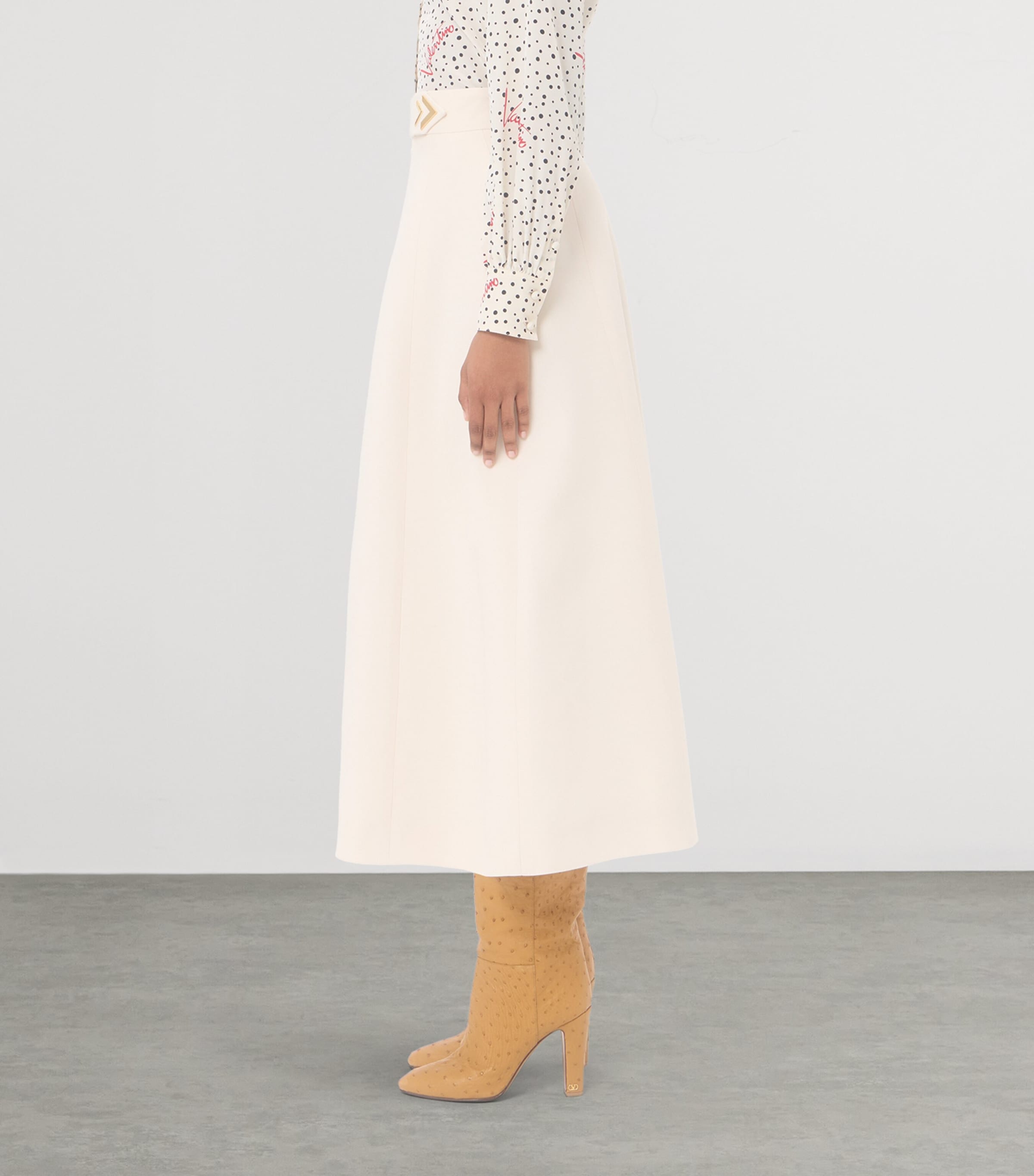 Valentino Womens Wool-Silk Crepe Midi Skirt Image 4