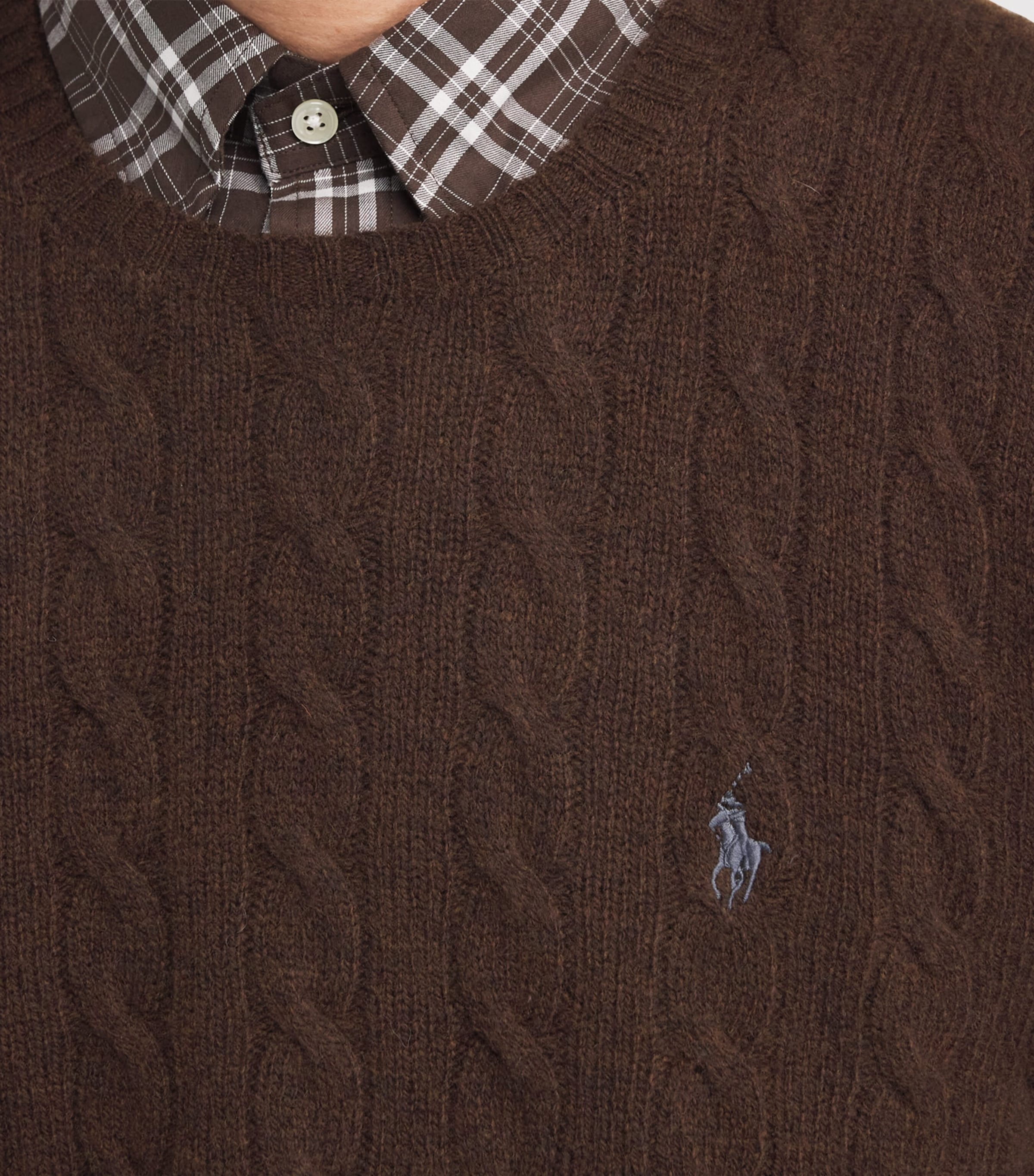 Wool-Cashmere Cable-Knit Sweater BROWN Image 6