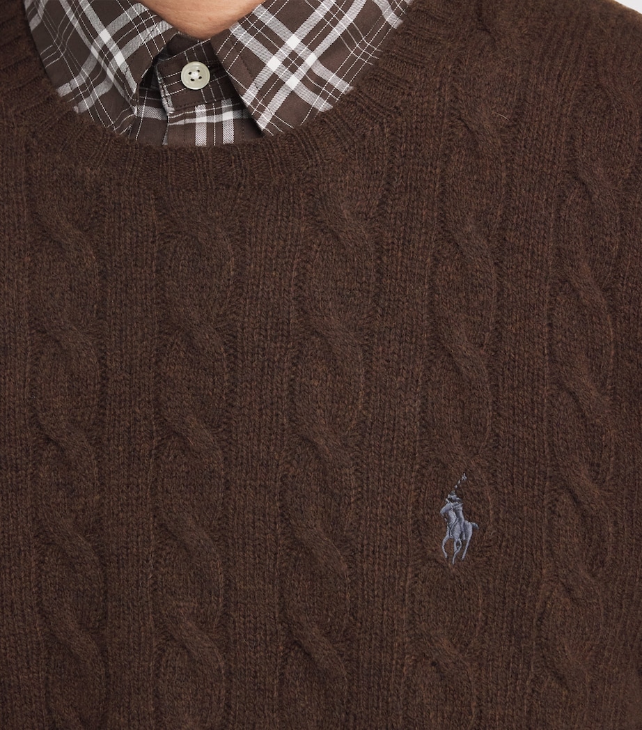Wool-Cashmere Cable-Knit Sweater BROWN Image 6
