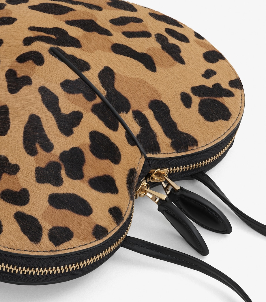 Leather Leopard Le Coeur Shoulder Bag BRUN SEPIA Image 4