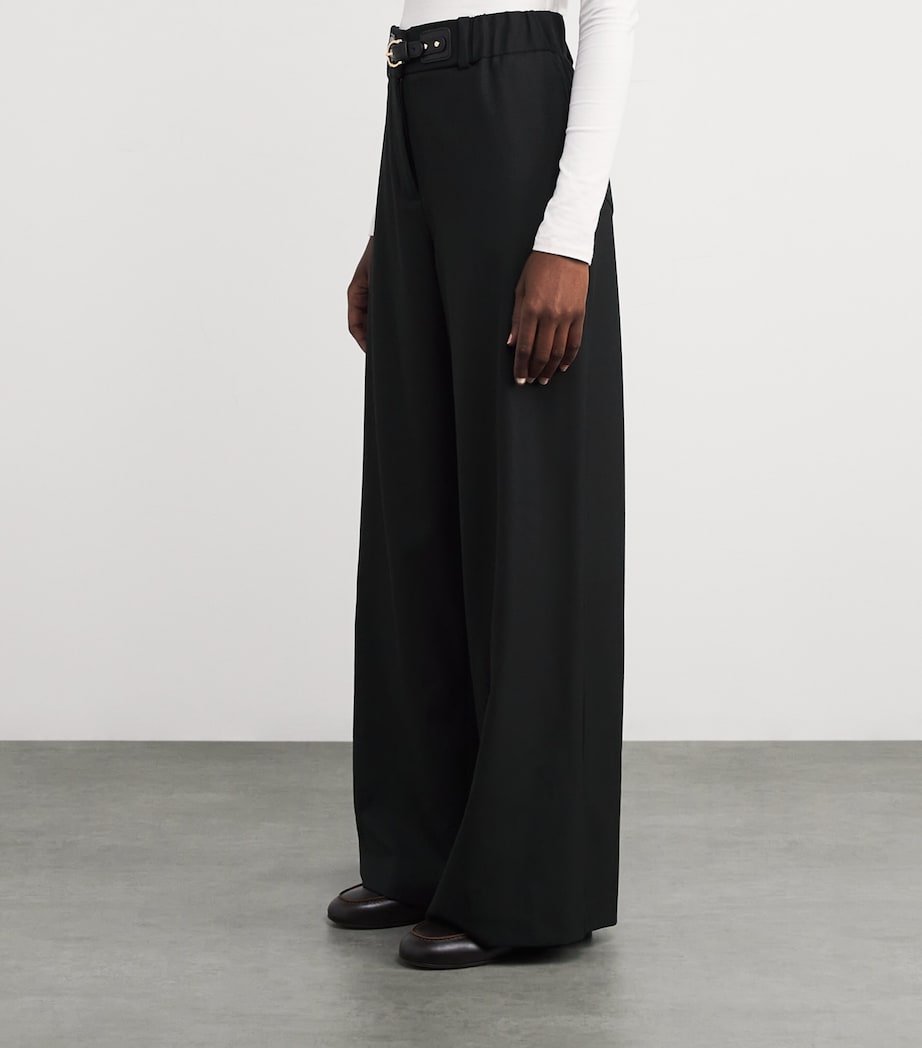 Belted Wide-Leg Trousers BLACK Image 3