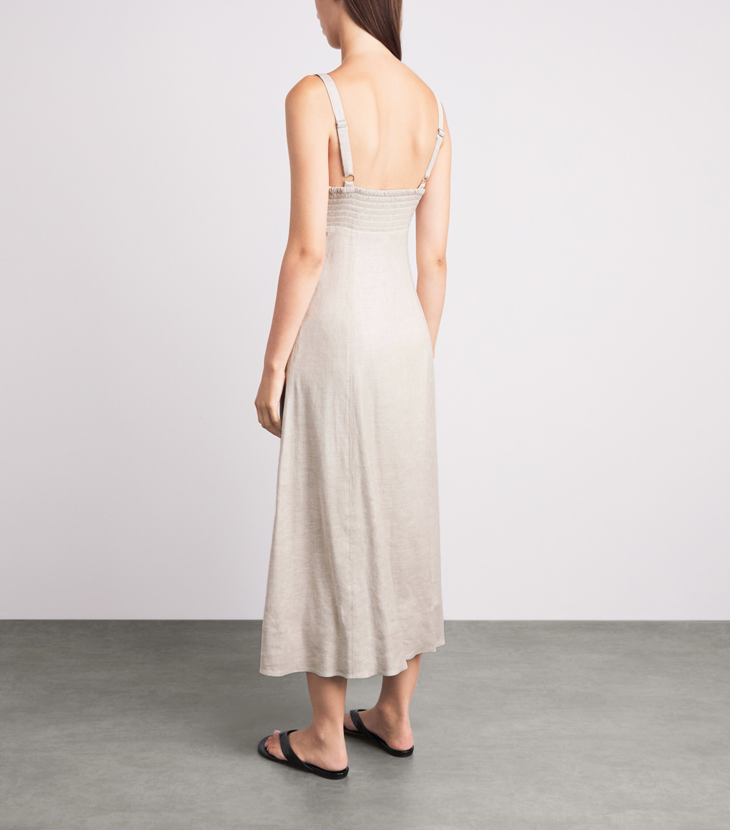 Toccin Womens Linen-Blend Arya Midi Dress Desert Image 4