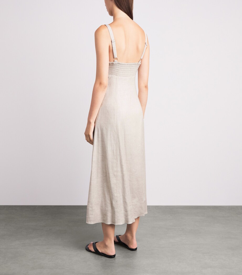 Toccin Womens Linen-Blend Arya Midi Dress Desert Image 4