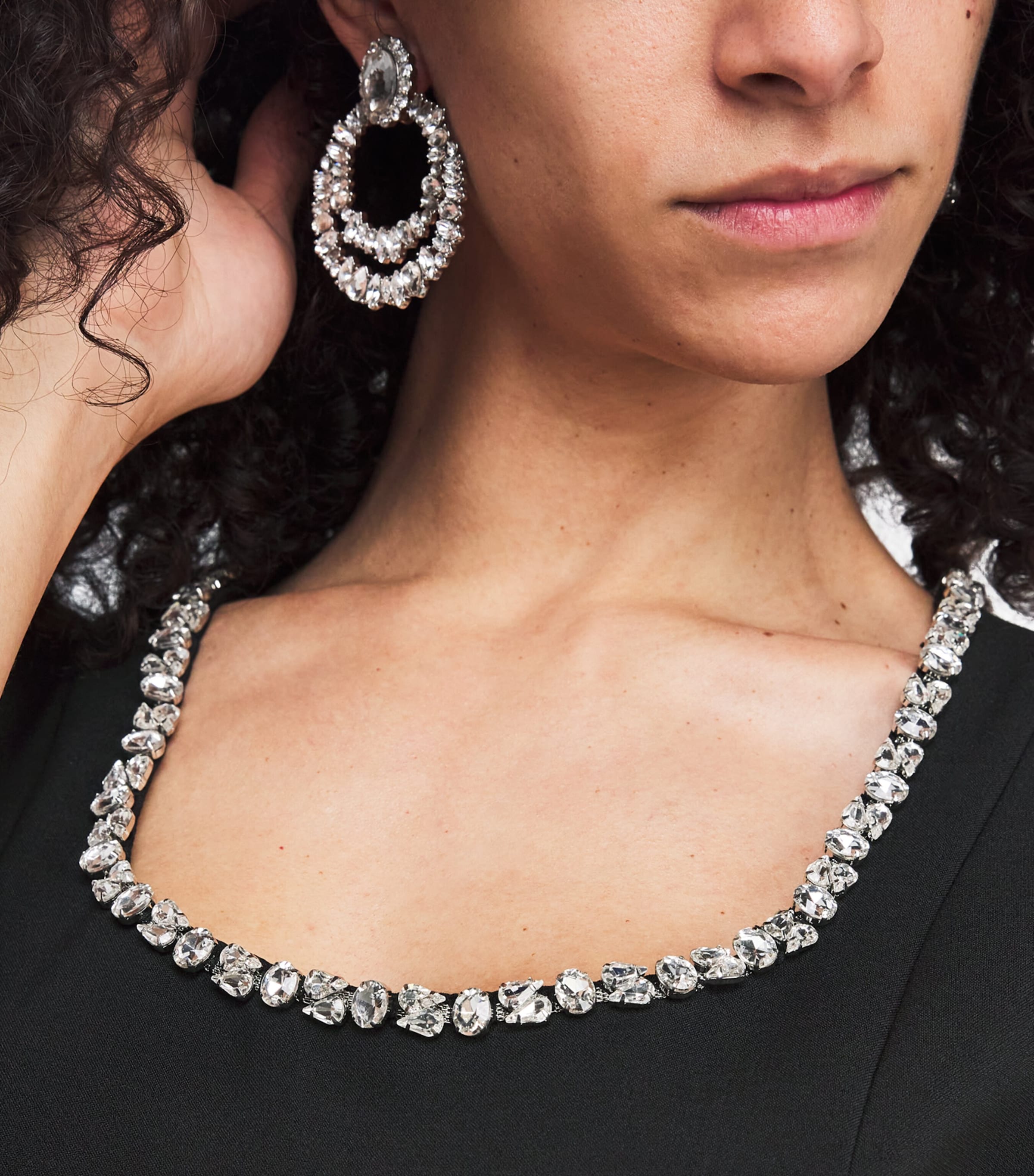 Crystal-Neck Mini Dress BLACK Image 6