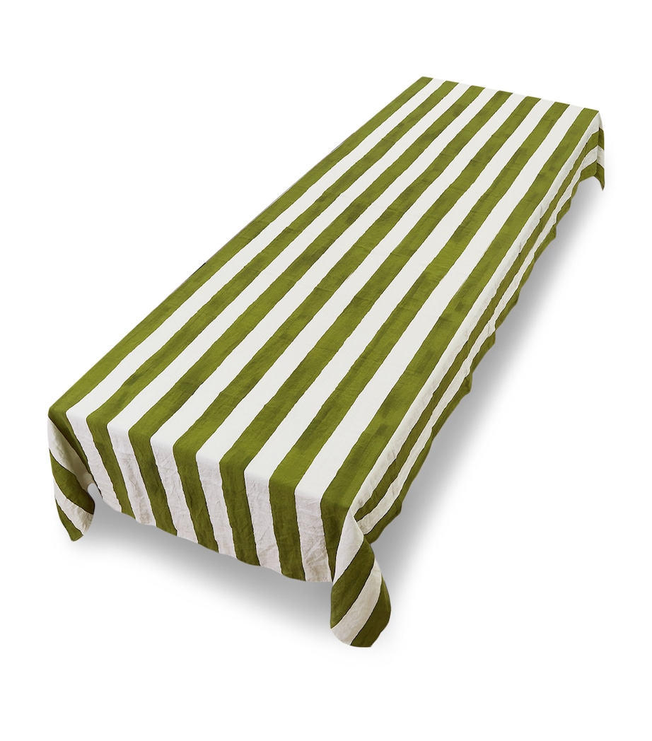 Summerill & Bishop Linen Stripe Tablecloth (165cm x 380cm) Green Image 2