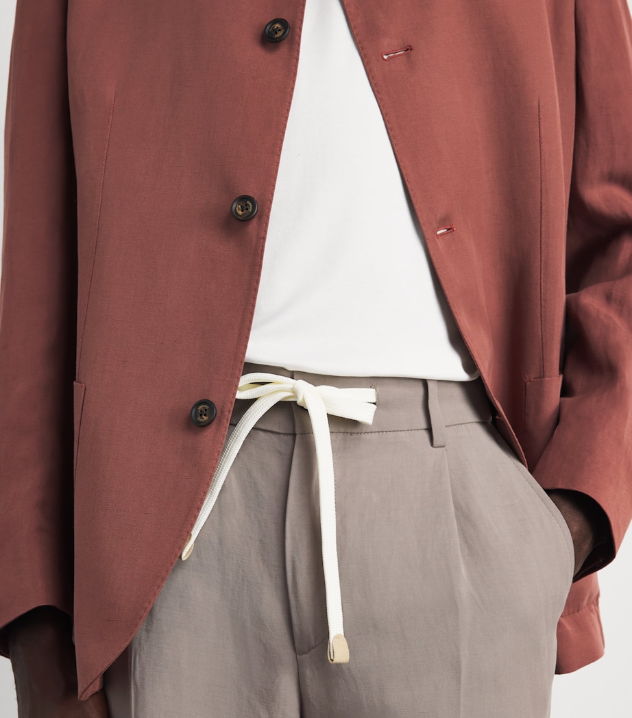 Eleventy Mens Drawstring Pleated Straight Trousers Cardamomo Chiaro Image 3