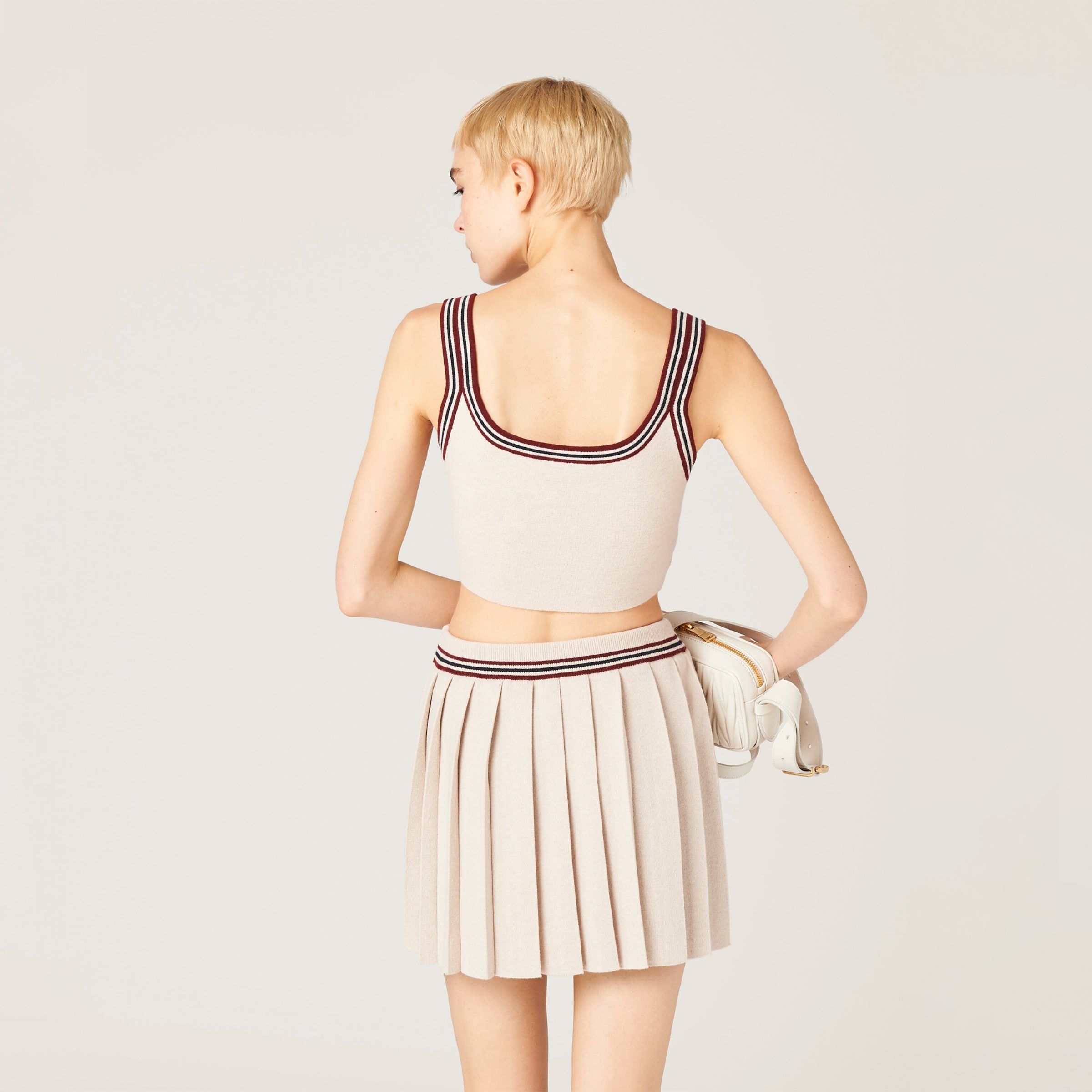 Miu Miu Womens Cashmere Logo Crop Top Image 4
