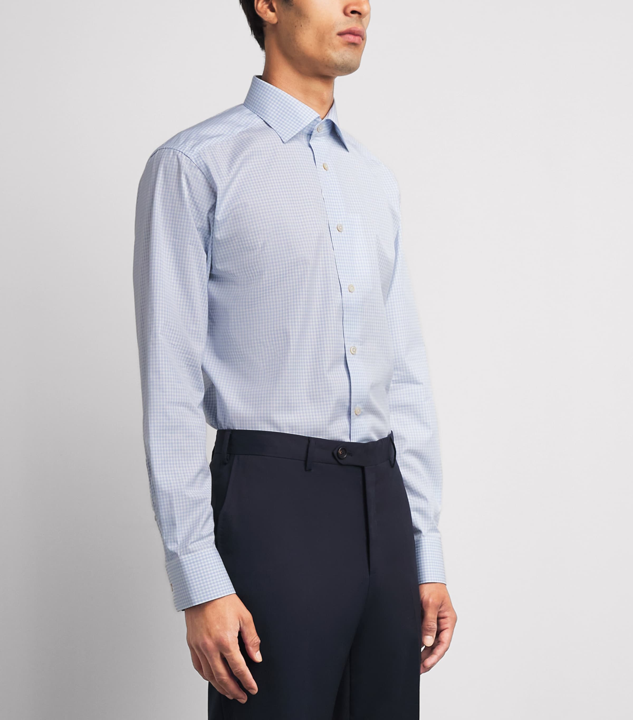Eton Mens Cotton Slim Fit Shirt Light Blue Image 4