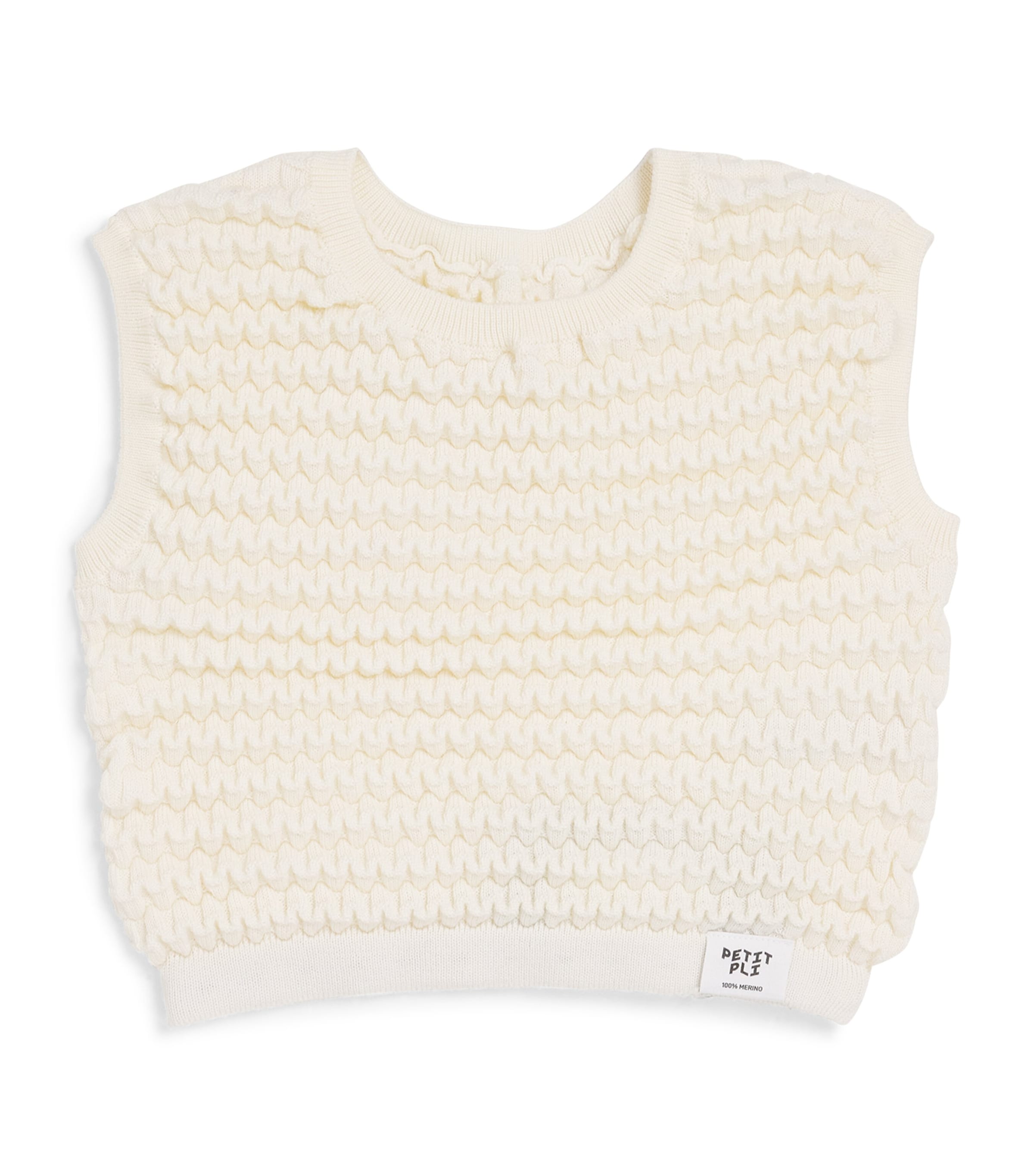 Petit Pli Merino Wool Knot-Tile Vest (9 Months-4 Years) Milky Way Image 1
