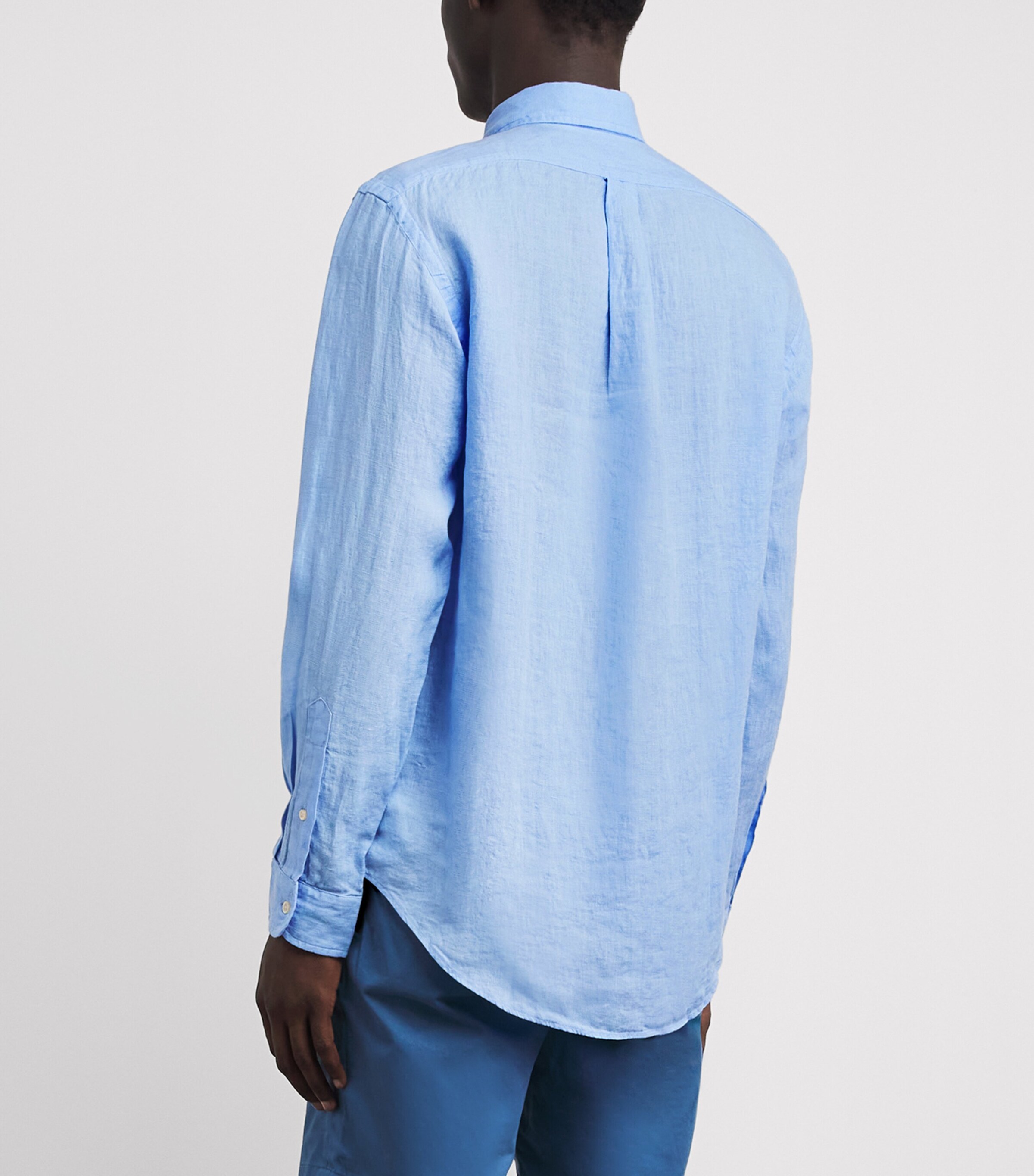 Polo Ralph Lauren Mens Linen Custom-Fit Shirt Austin Blue Image 5