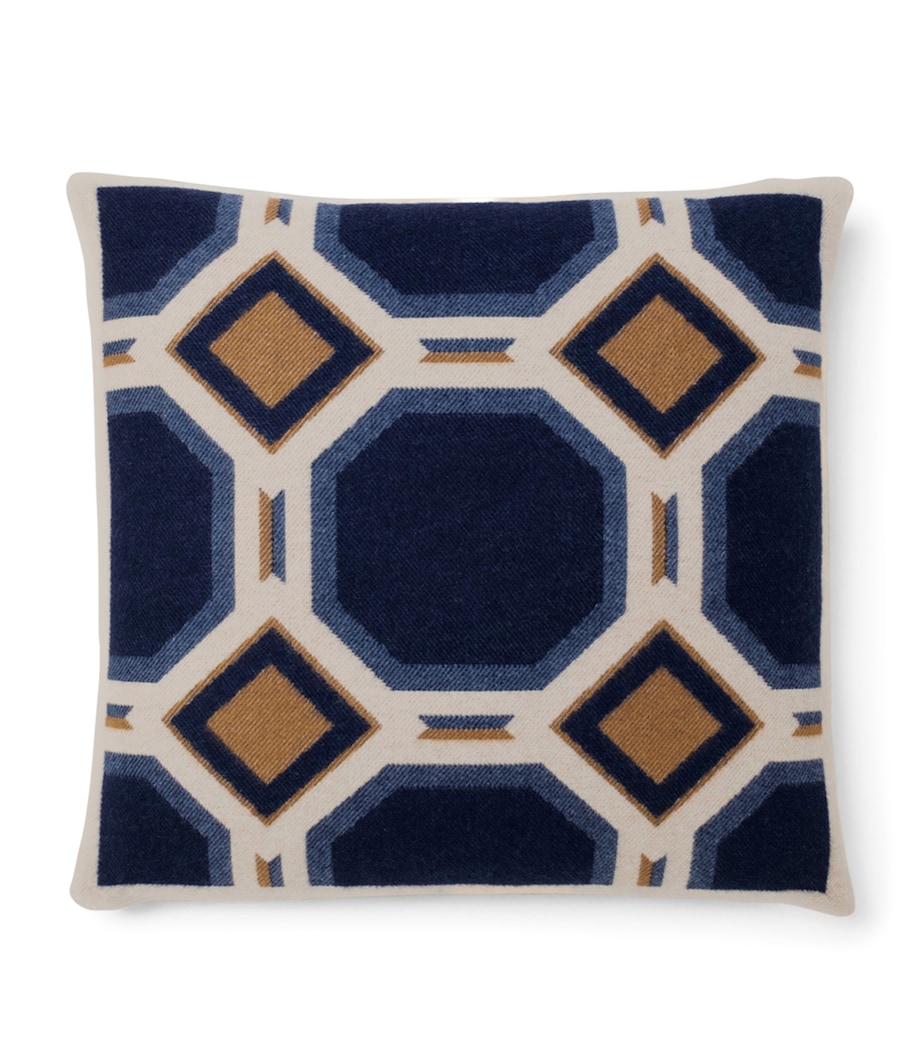 Wool-Cashmere Deco 005 Cushion (50cm x 50cm) 8E30 - BLUE/CREAM Image 3