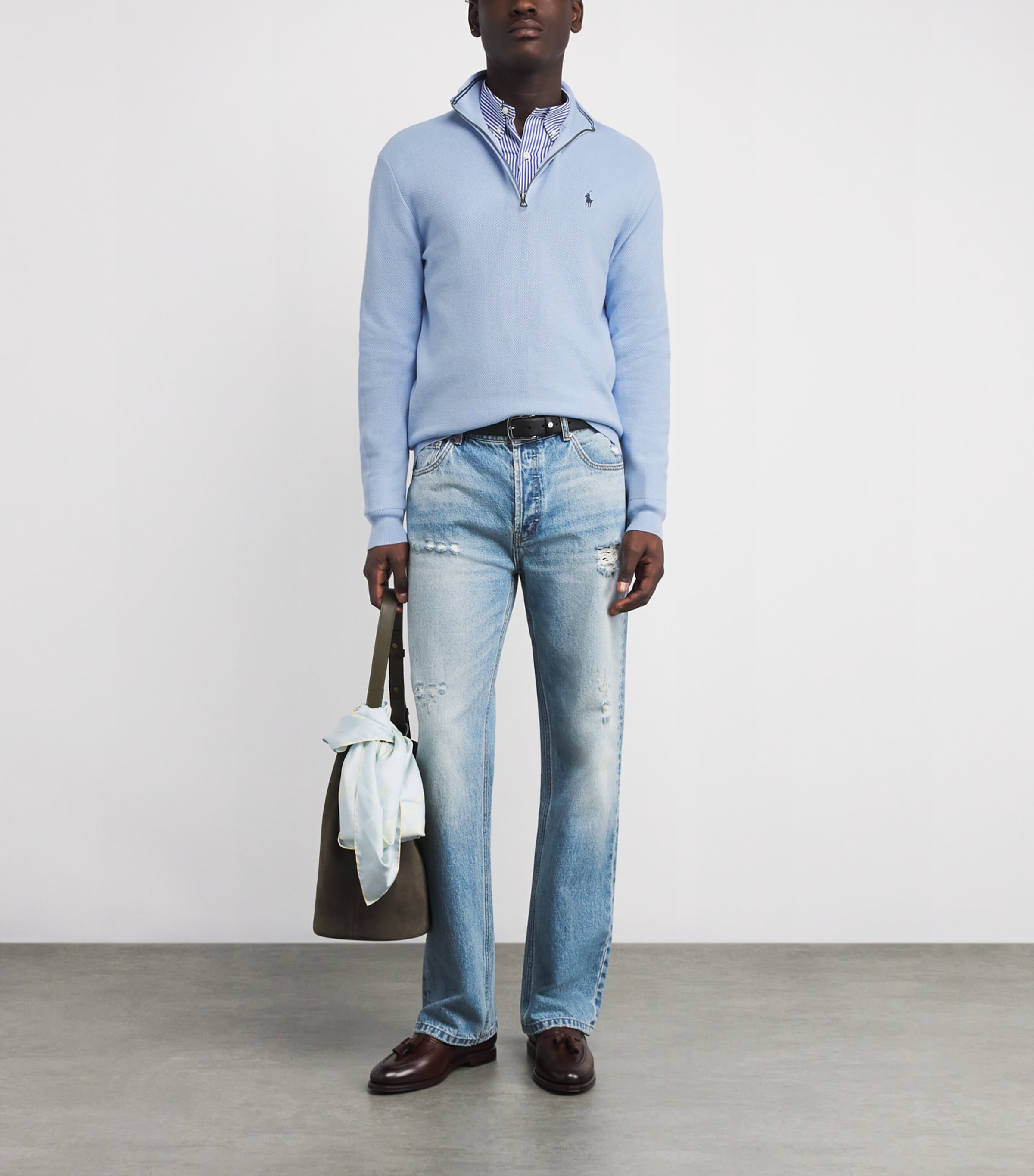 Cotton Half-Zip Sweater OFFICE BLUE Image 2