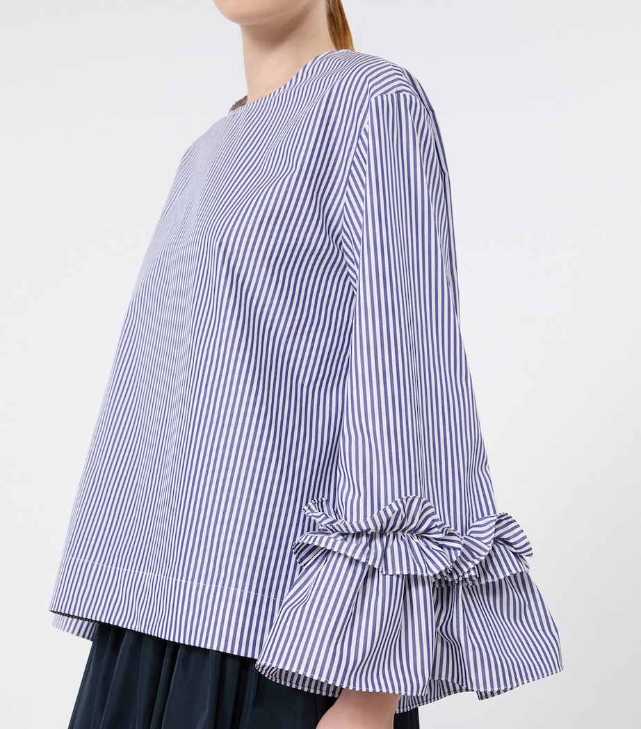 Max Mara Womens Cotton Stripe Blouse Light Blue Image 5