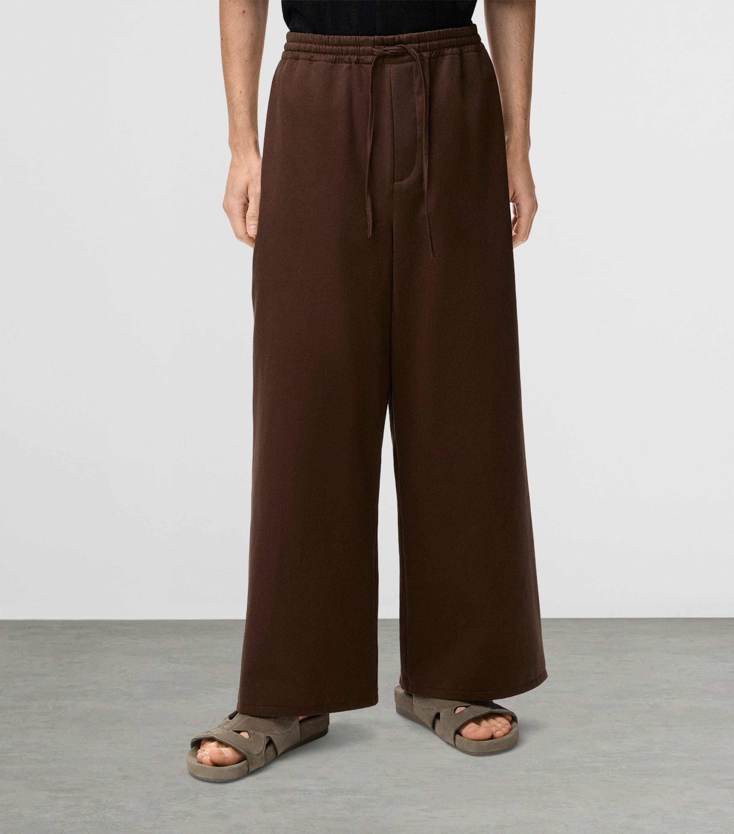 LOEWE Mens x Paula's Ibiza Cotton Satin Drawstring Trousers Chocolate Brown Image 3