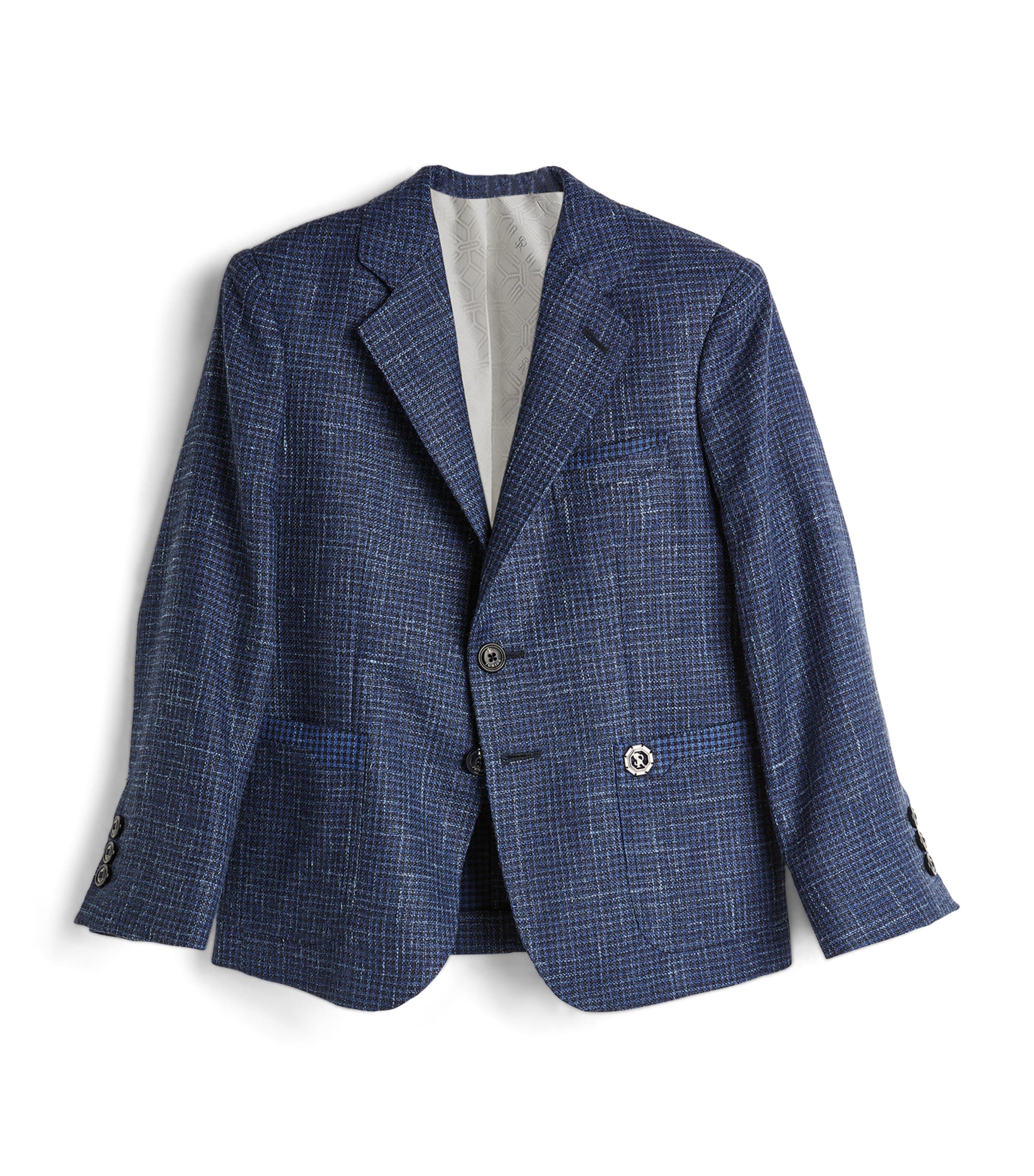 Stefano Ricci Kids' Wool-blend Single-breasted Blazer In Blue