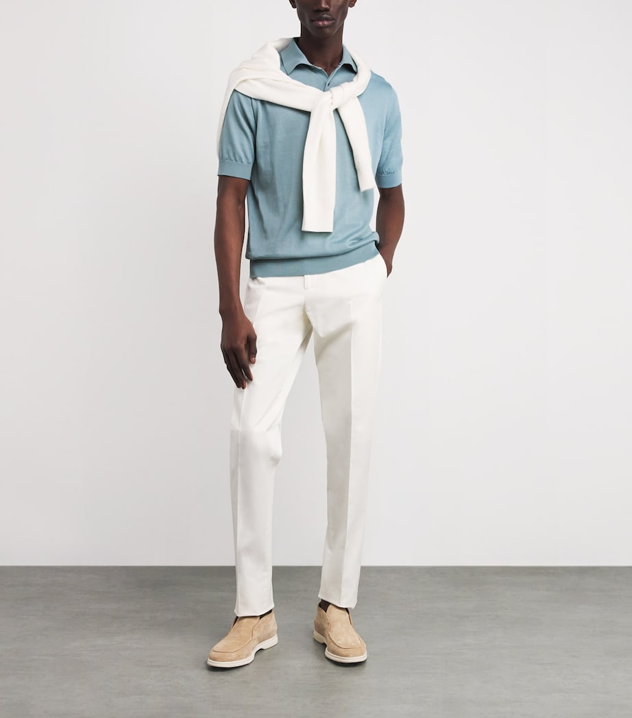 Cotton Knit Polo Shirt 820 LIIGHT BLUE Image 2