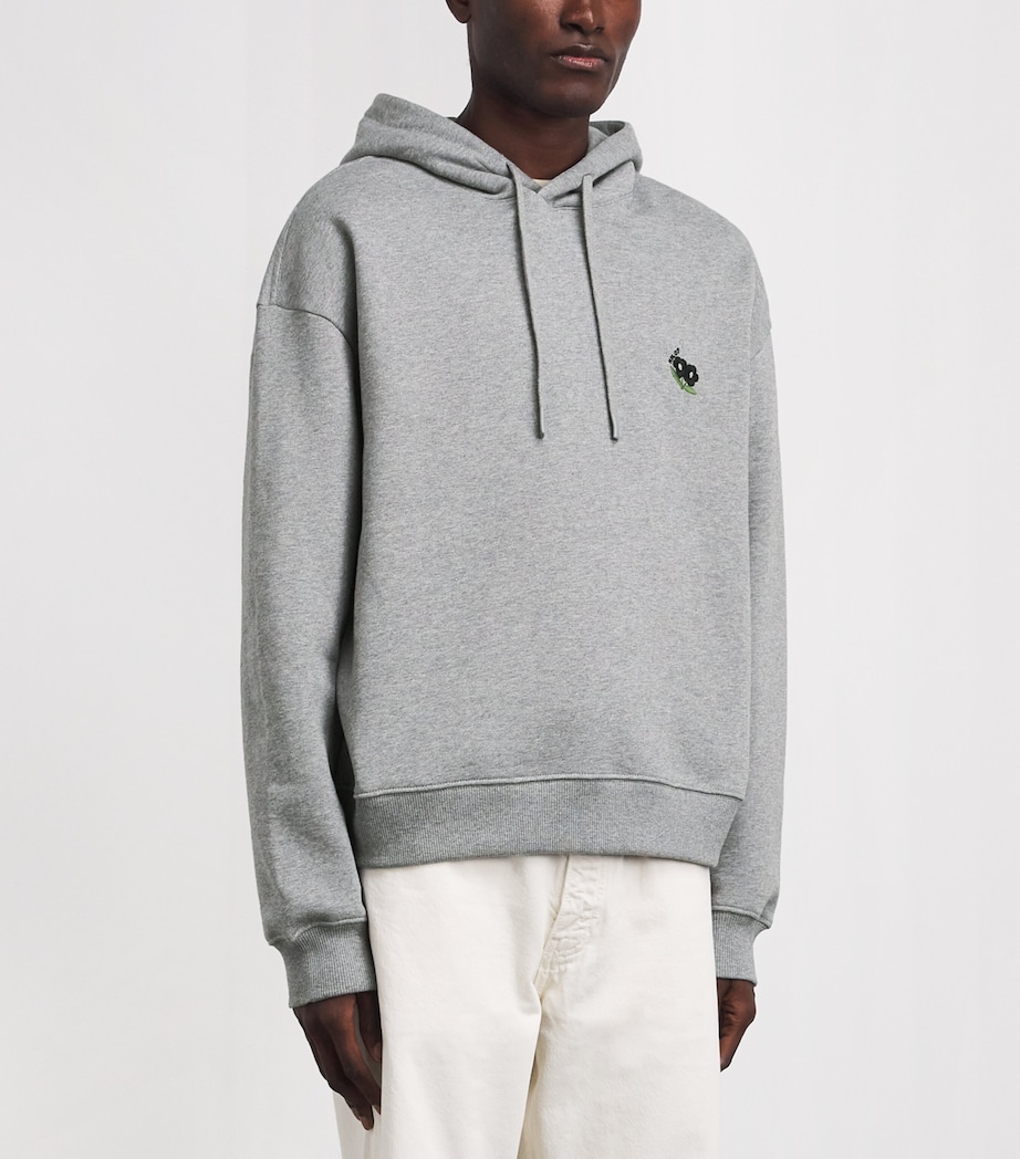 NN.07 Mens Cotton Embroidered David Hoodie Medium Grey Mel Image 4